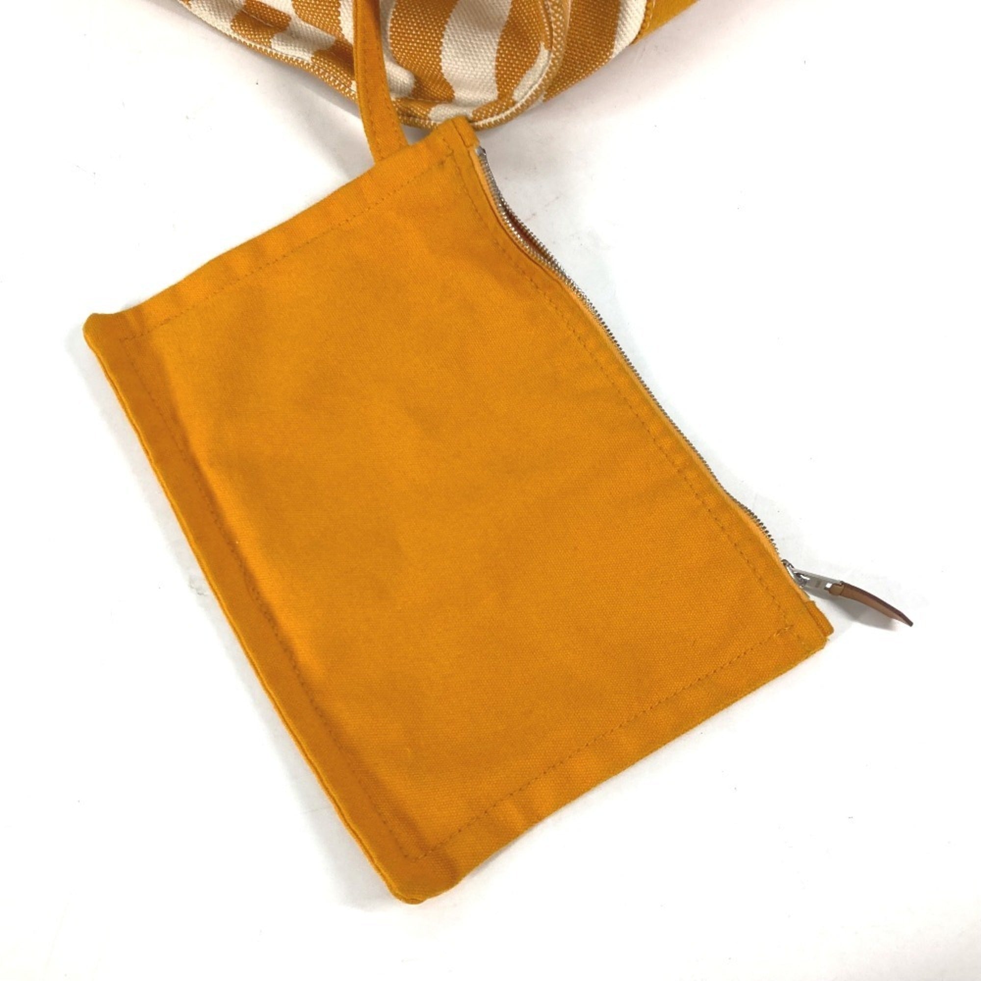 Hermes Orange White Canvas Handbag Tote Bag (Pre-Owned)