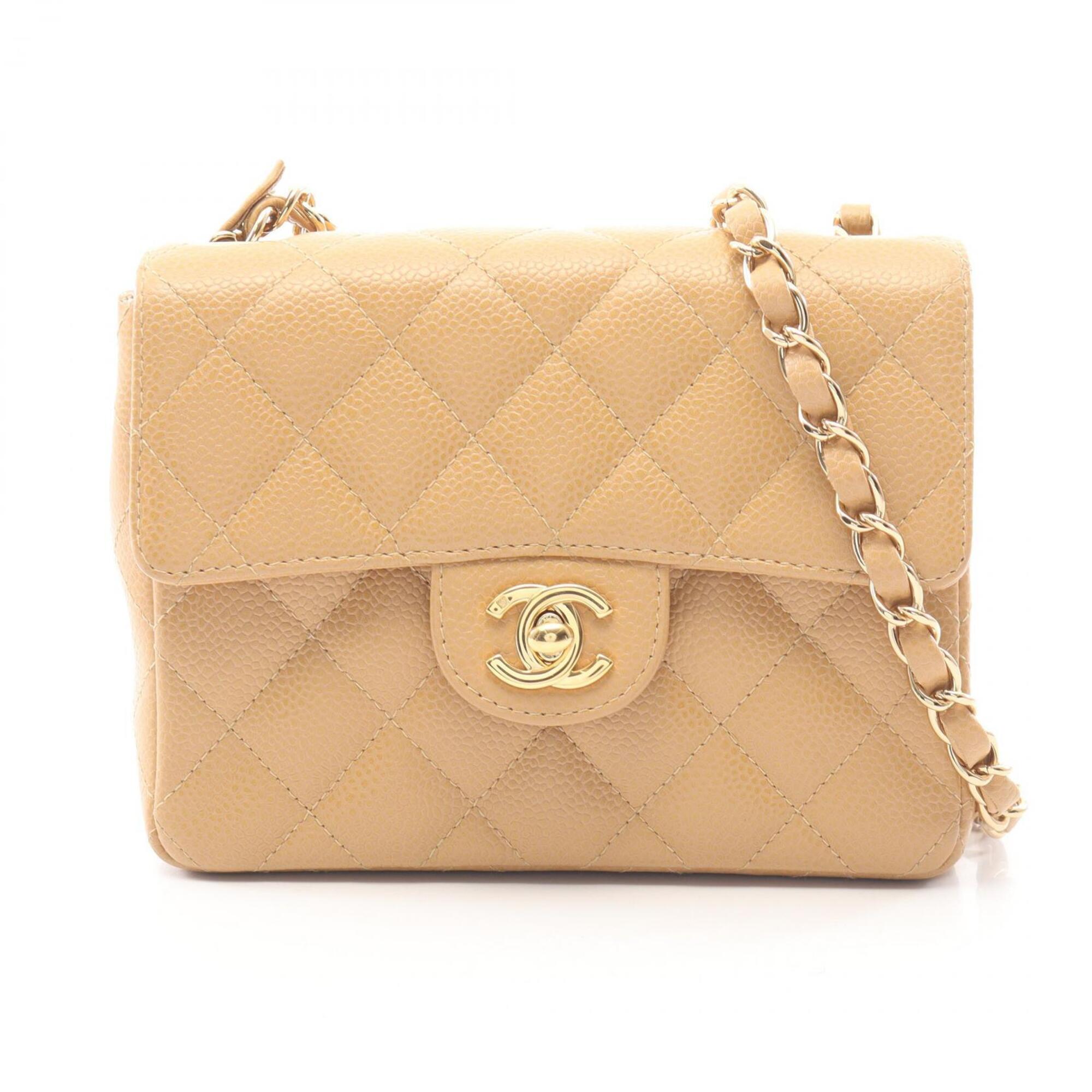 Chanel Beige Grained Calfskin Handbag Shoulder Bag (Pre-Owned)