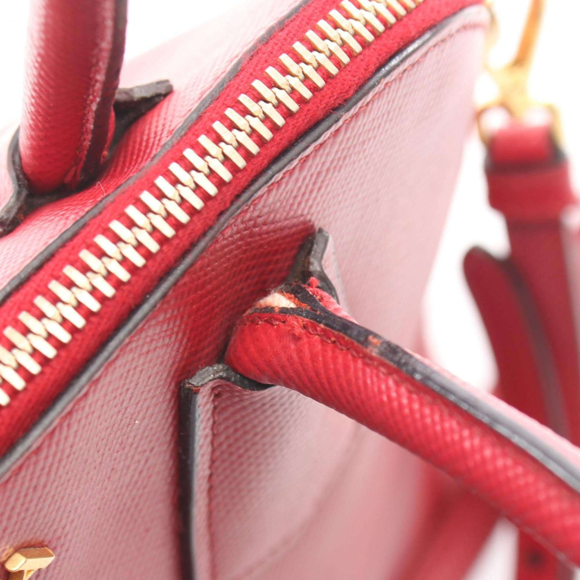 Prada Red Color Saffiano Triangle Handbag (Pre-Owned)