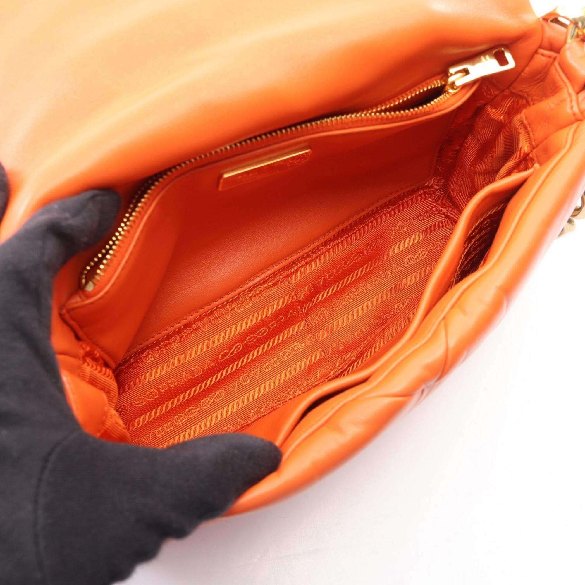 Prada Orange Leather Handbag Shoulder Bag (Pre-Owned)