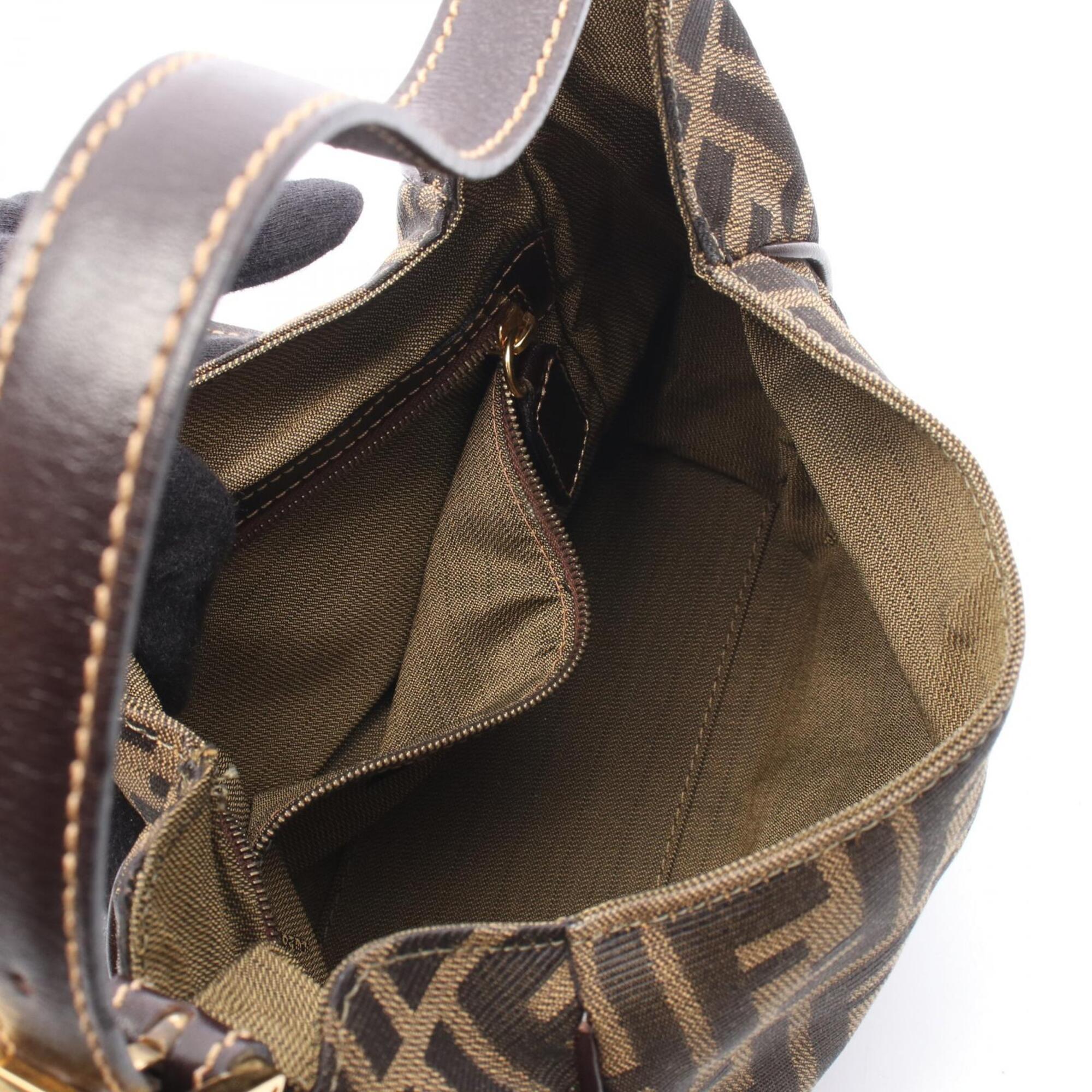 Fendi Brown Canvas Leather Handbag Shoulder Bag (Pre-Owned)