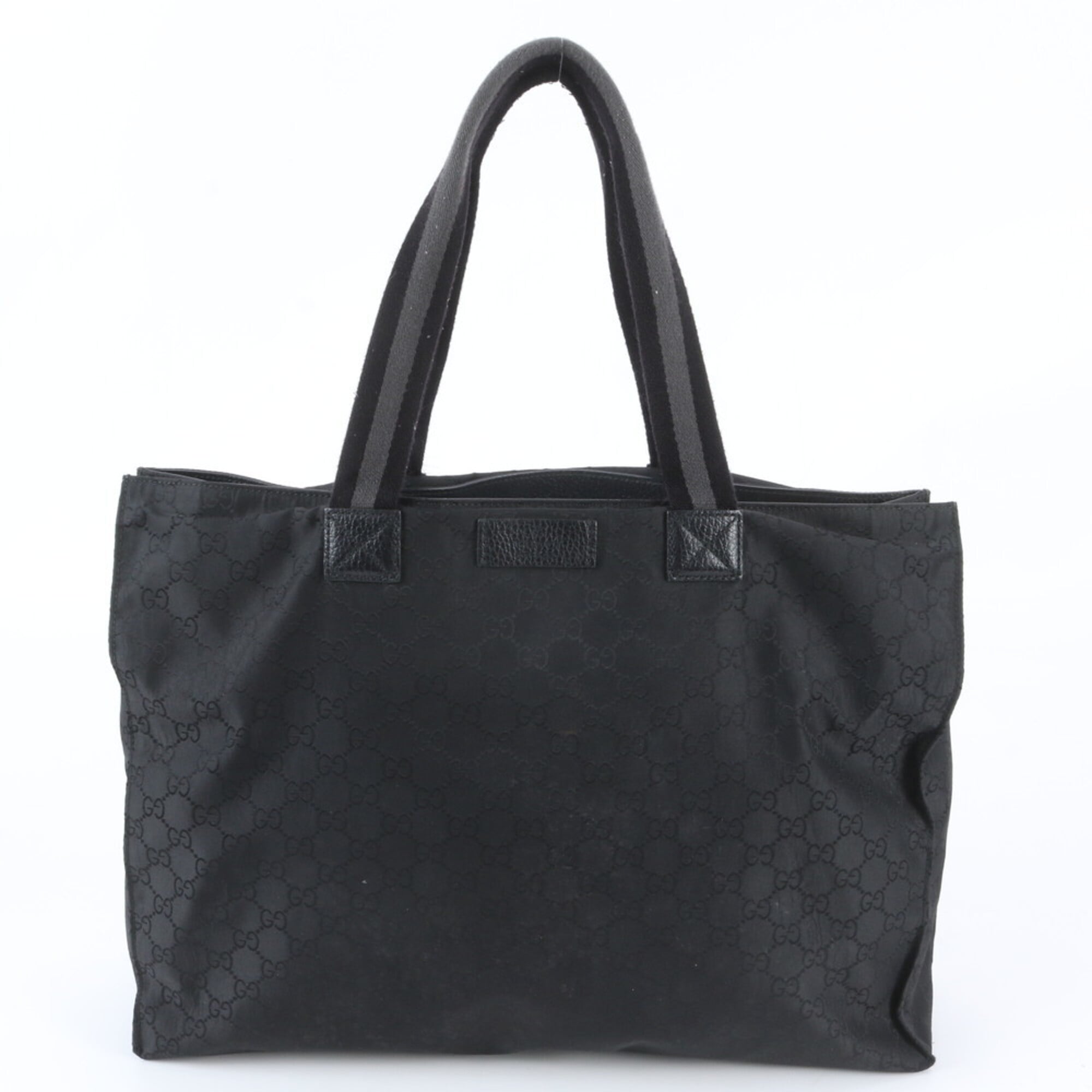 Gucci Black Leather Nylon Shoulder Bag Tote Bag (Pre-Owned)