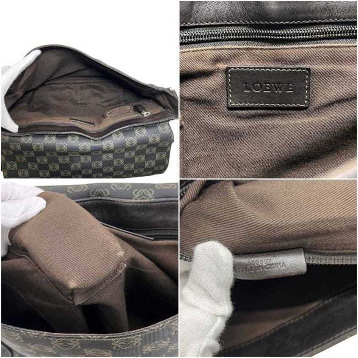 Loewe Dark Brown Pvc Leather Messenger Bag Shoulder Bag (Pre-Owned)