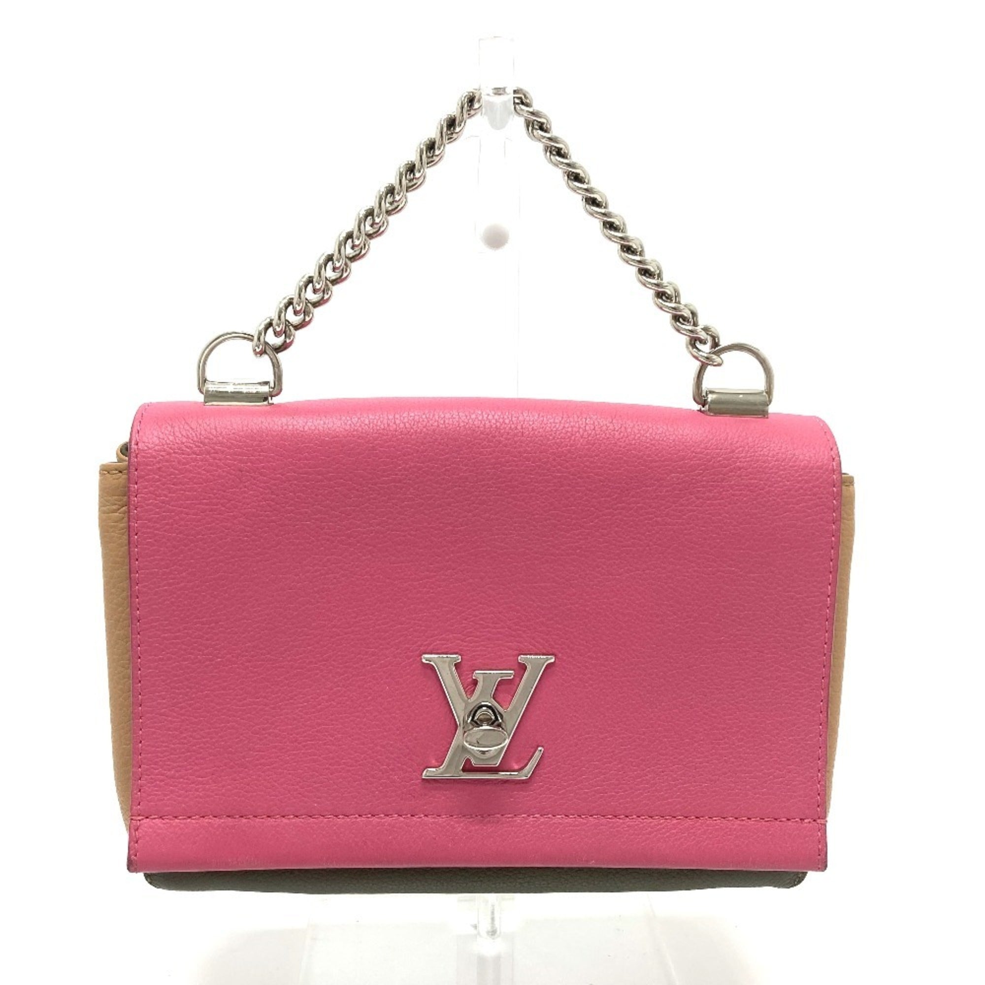 Louis Vuitton Lockme Ii Beige Khaki Pink Leather Handbag Shoulder Bag (Pre-Owned)