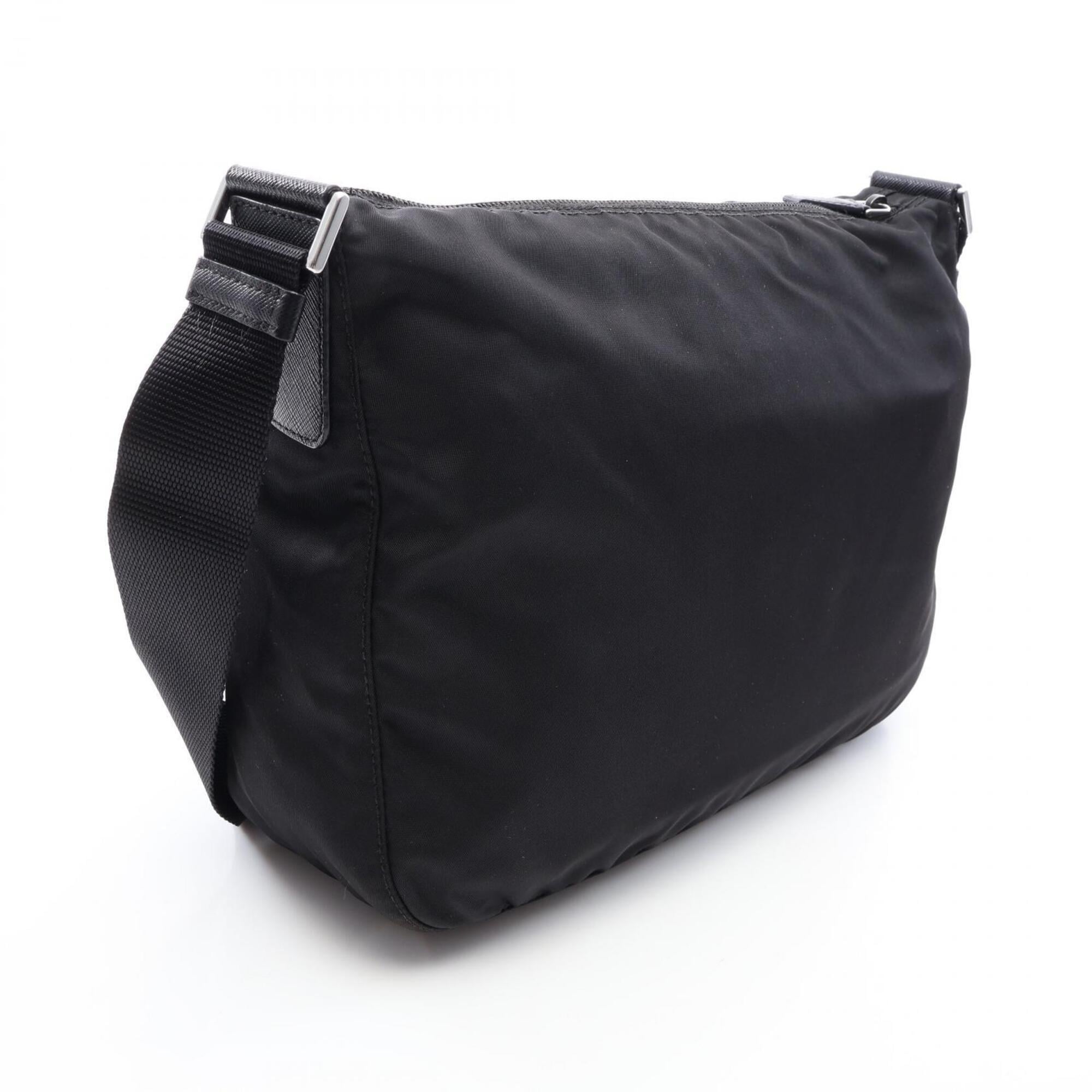 Prada Black Nylon Leather Handbag Shoulder Bag (Pre-Owned)