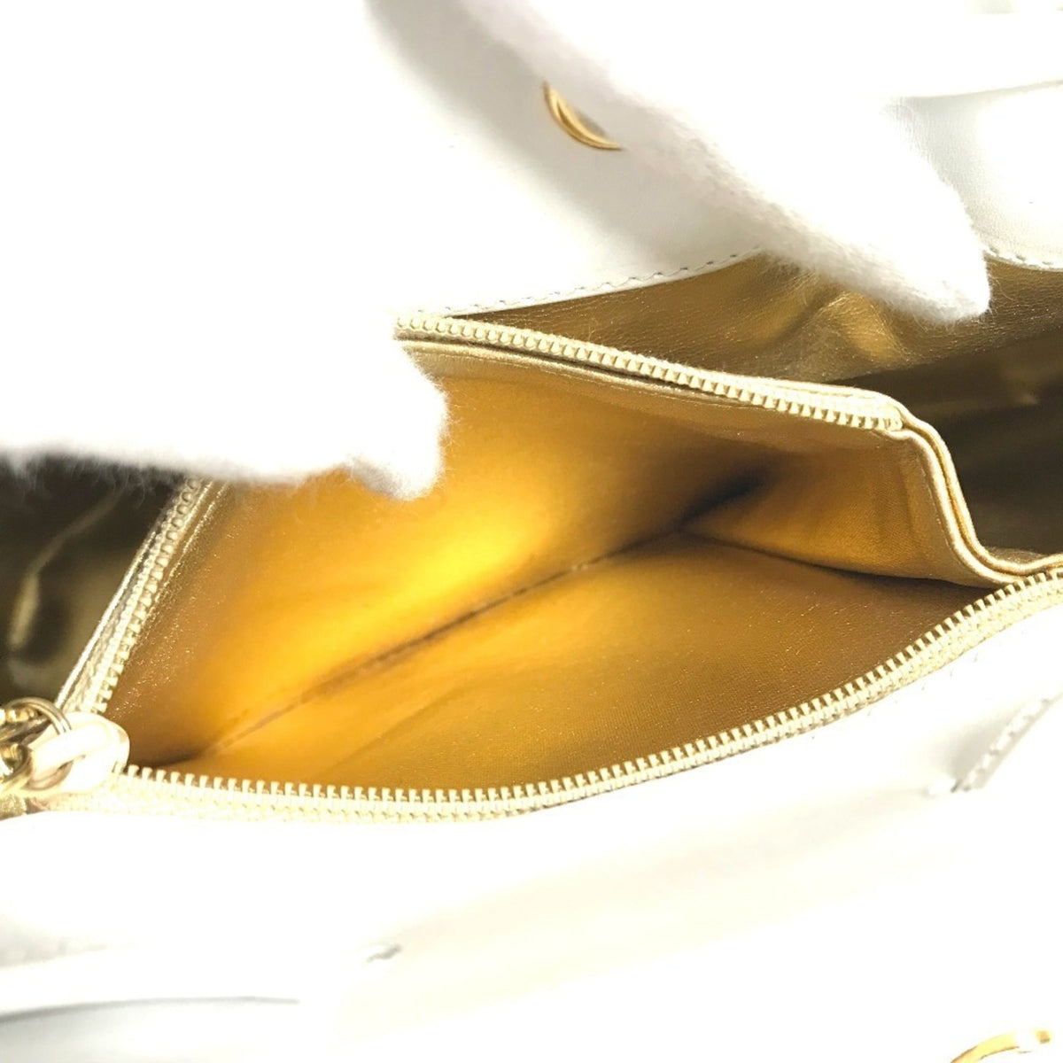 Salvatore Ferragamo Gancini White Straw Leather Backpack (Pre-Owned)