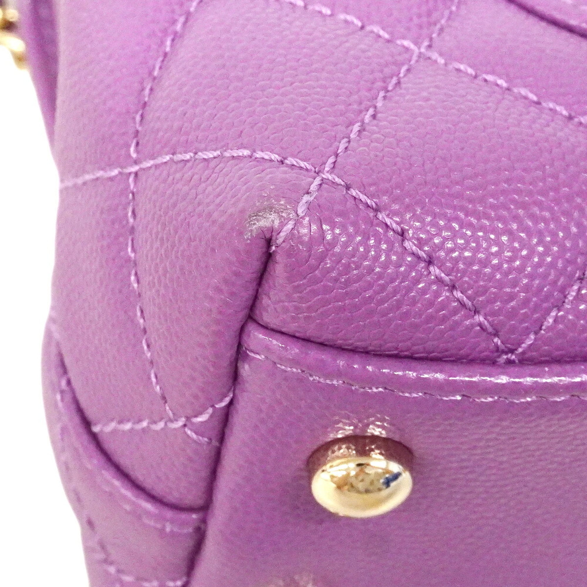 Chanel Purple Grained Calfskin Handbag (Pre-Owned)