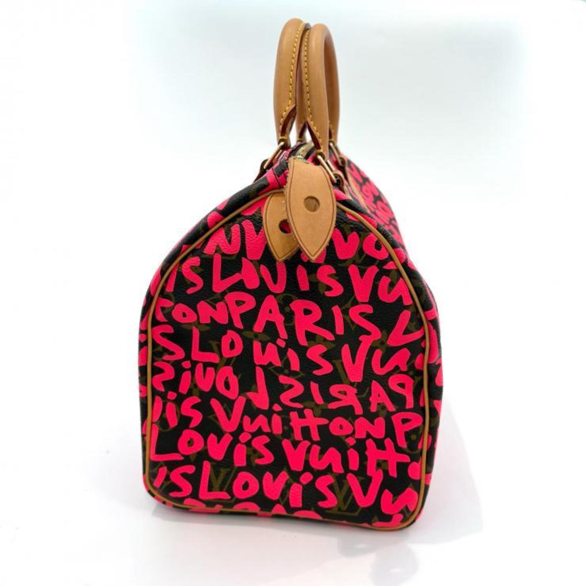 Louis Vuitton Brown Fuchsia Pink Monogram Graffiti Handbag (Pre-Owned)