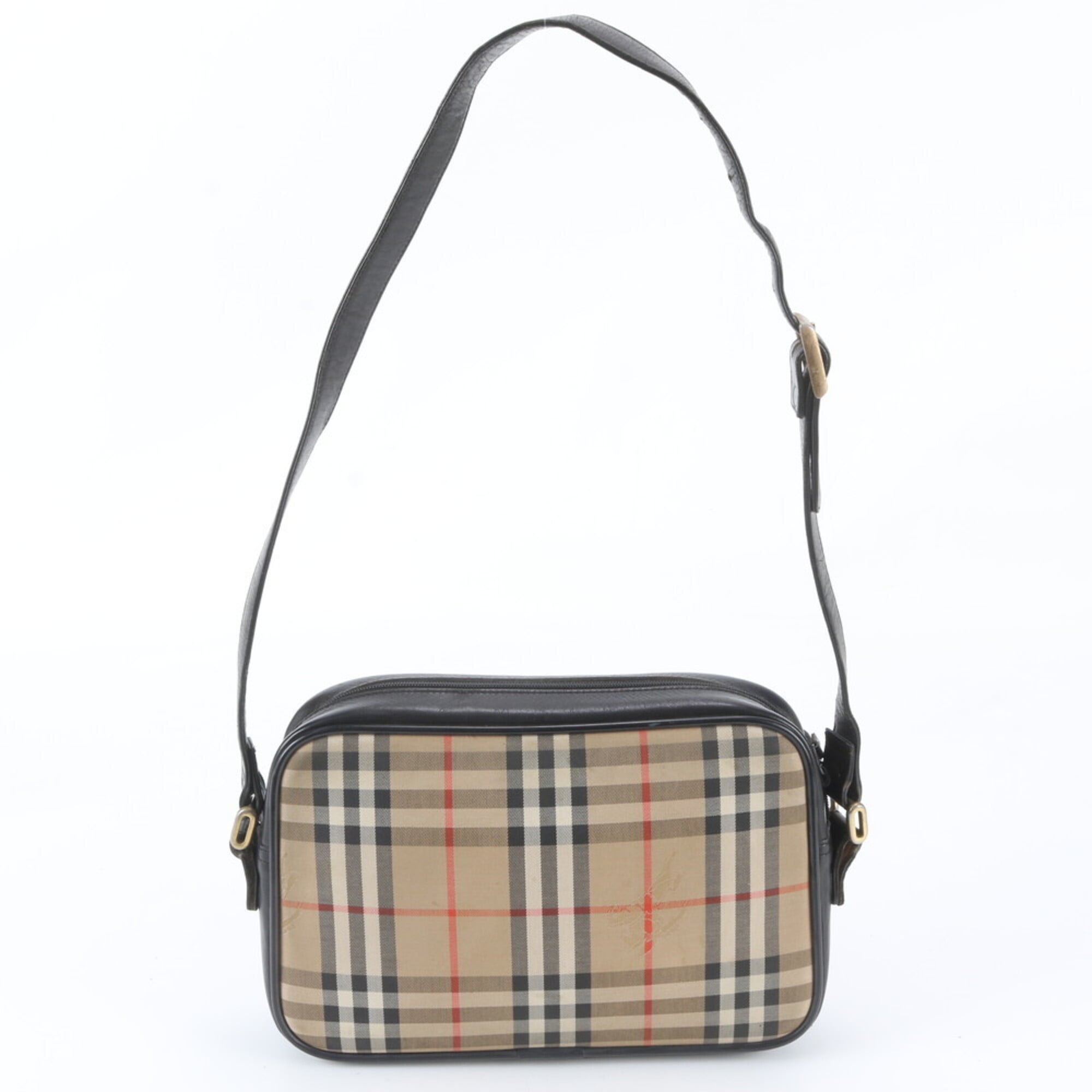 Burberry Beige Brown Leather Canvas Crossbody Bag Shoulder Bag Tote Bag (Pre-Owned)