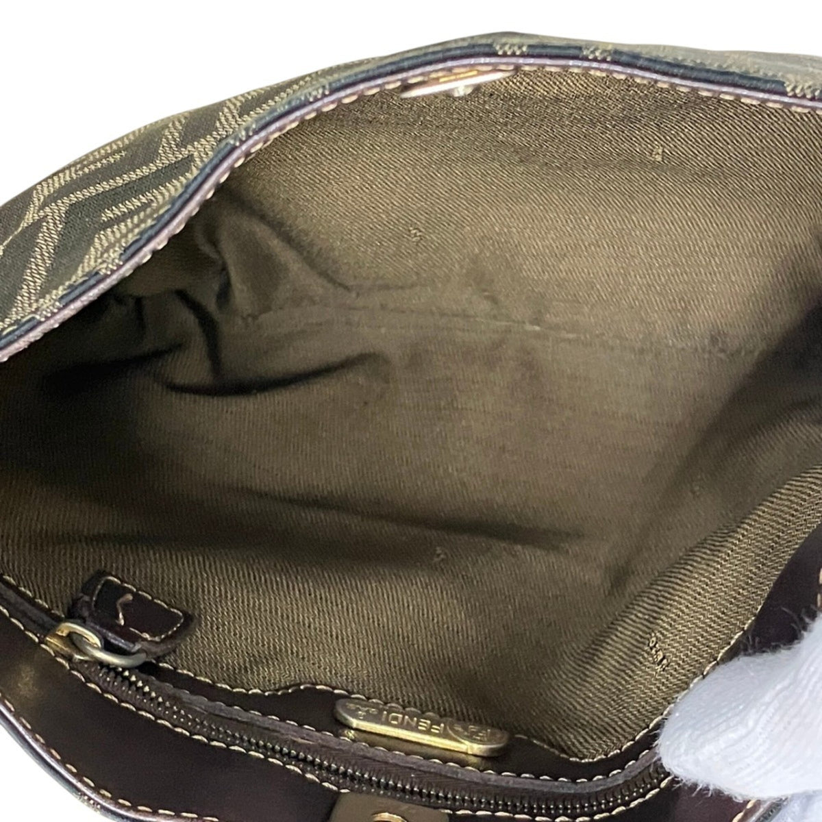 Fendi Zucca Brown Canvas Leather Shoulder Bag (Pre-Owned)