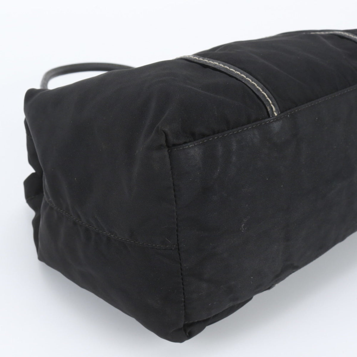 Prada Black Leather Nylon Shoulder Bag Tote Bag (Pre-Owned)