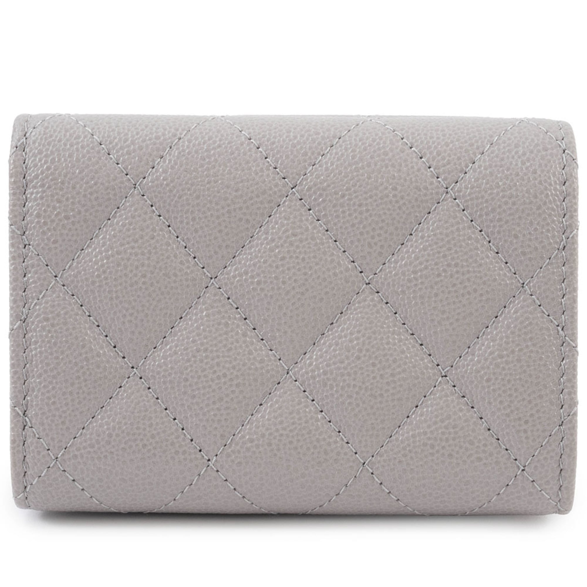 Chanel Grayish Leather Wallet (Tri-Fold) (Pre-Owned)