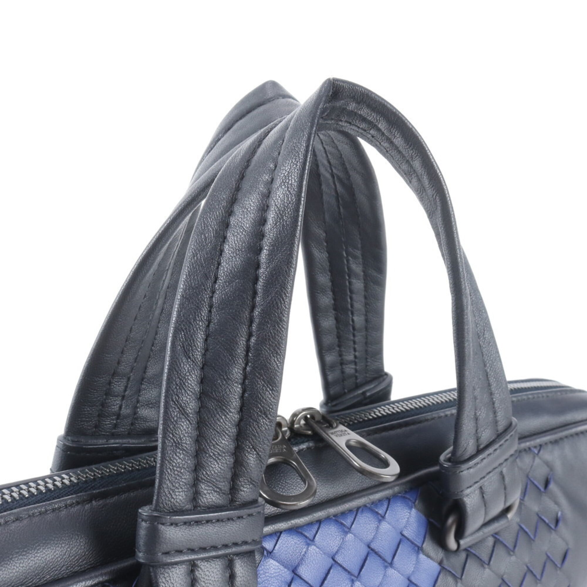 Bottega Veneta Blue Navy Leather Briefcase (Pre-Owned)