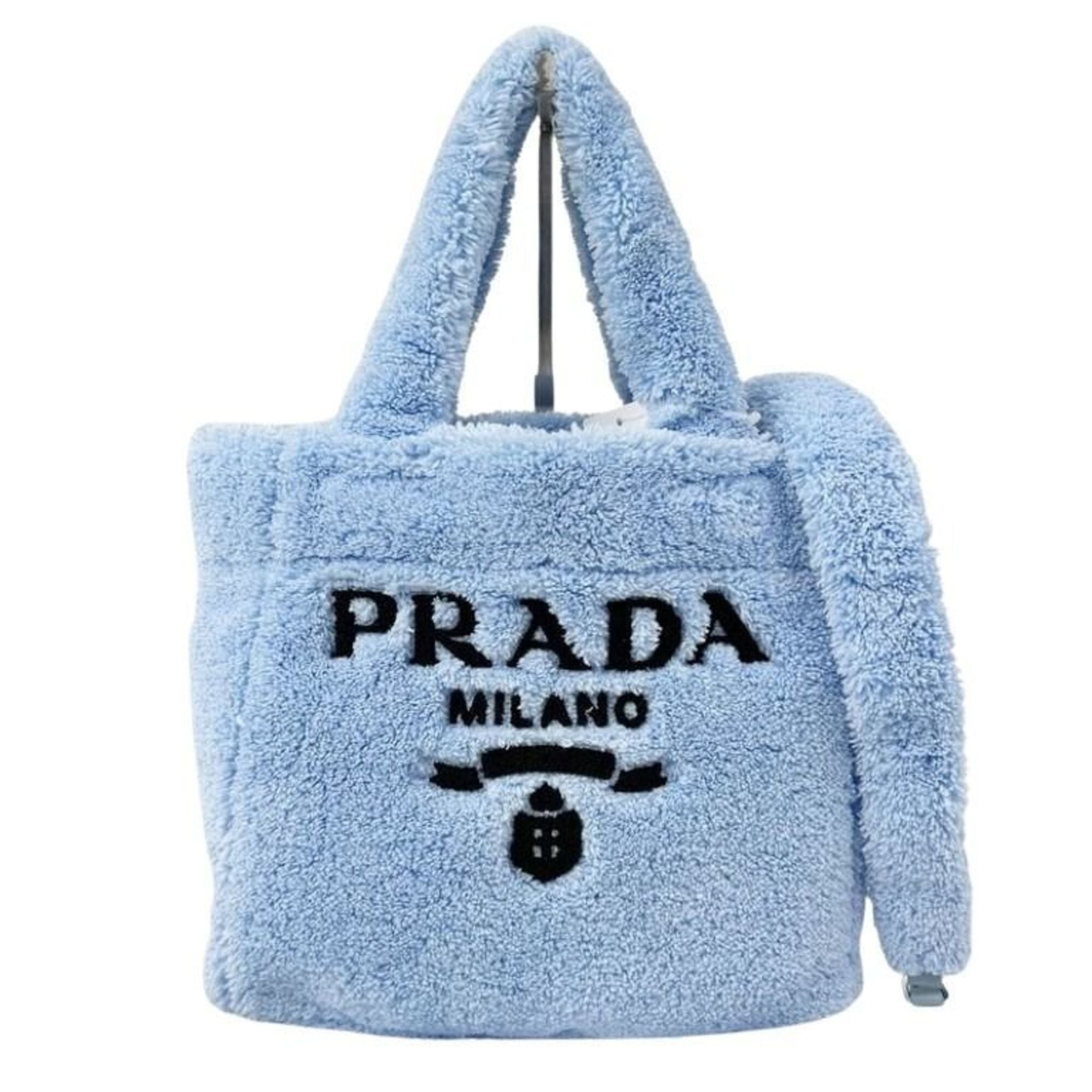 Prada Blue Pile Fabric Handbag Shoulder Bag (Pre-Owned)