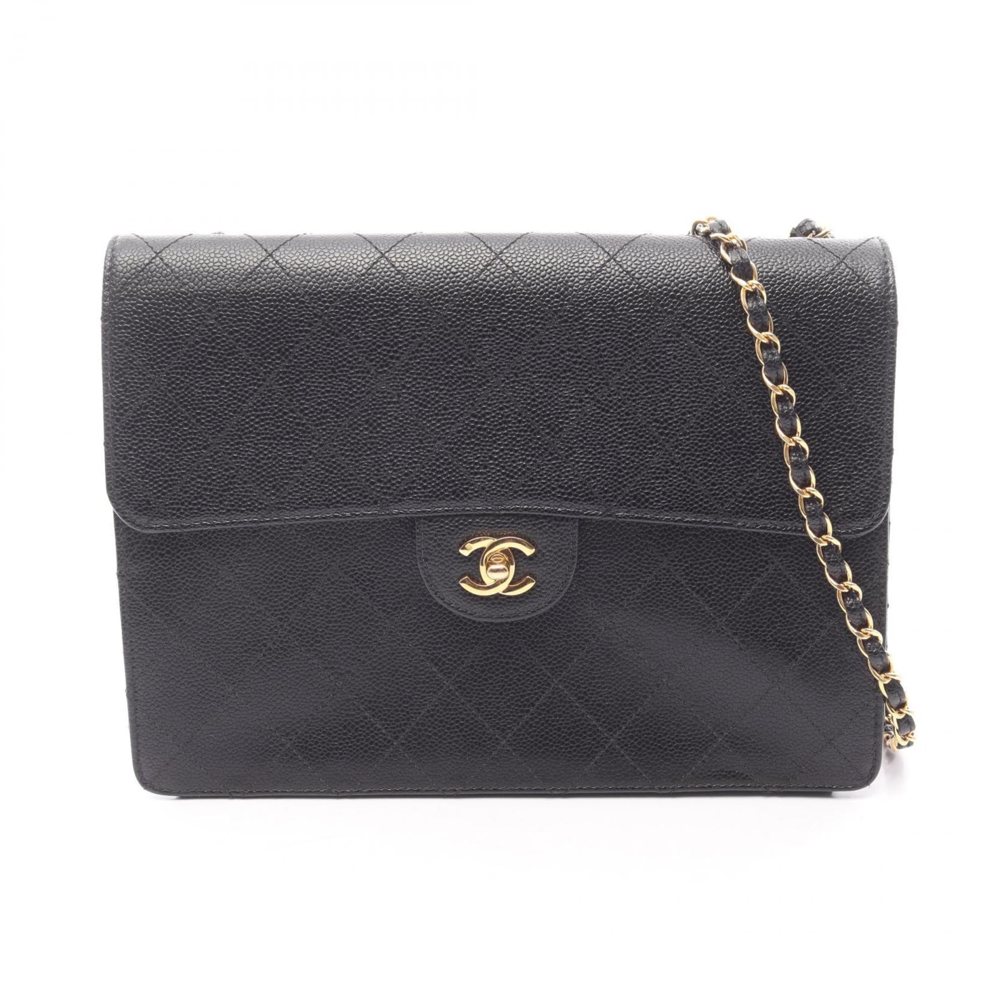 Chanel Black Grained Calfskin Handbag Shoulder Bag (Pre-Owned)
