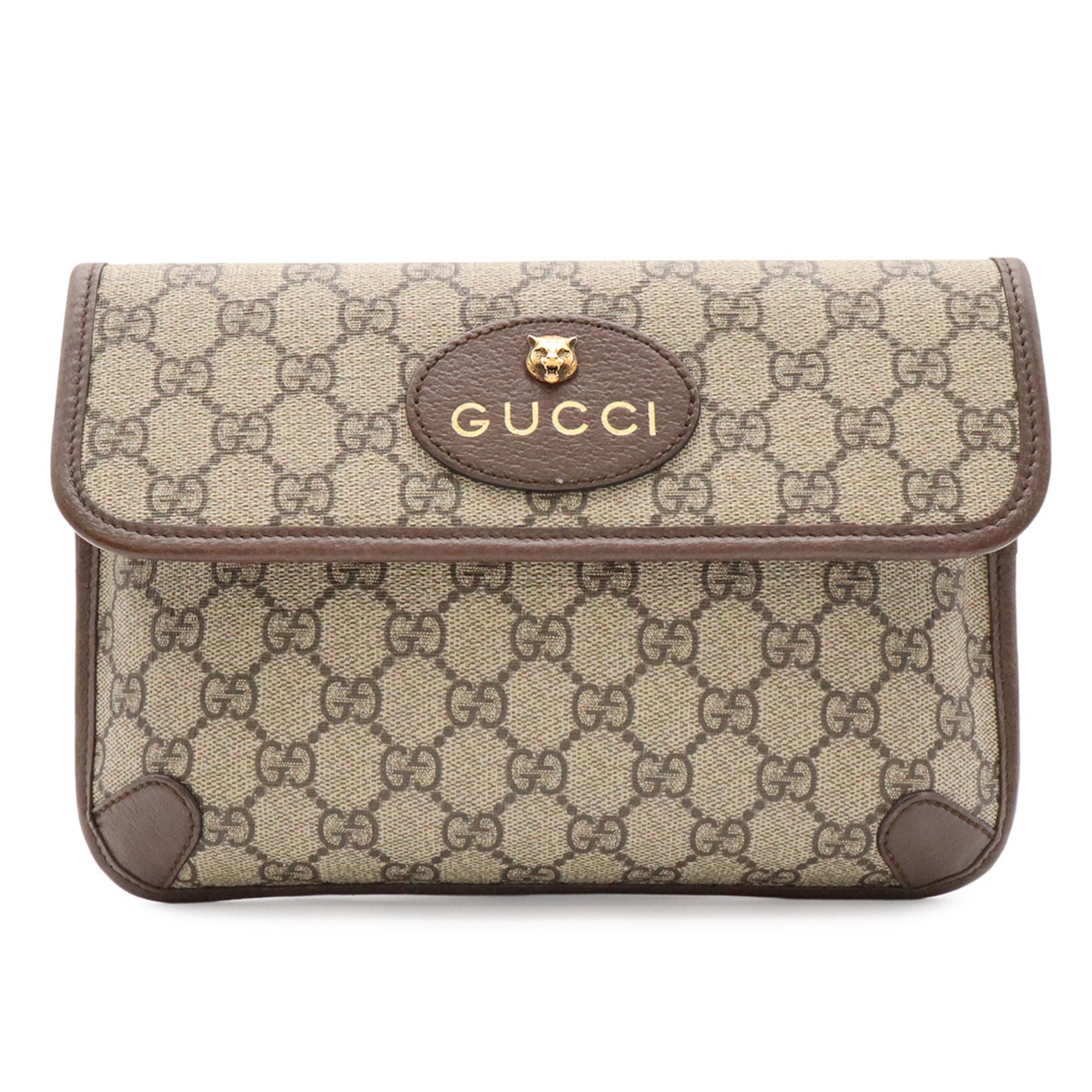 Gucci Beige Green Red Color Gg Supreme Leather Fanny Pack Sling Bag (Pre-Owned)
