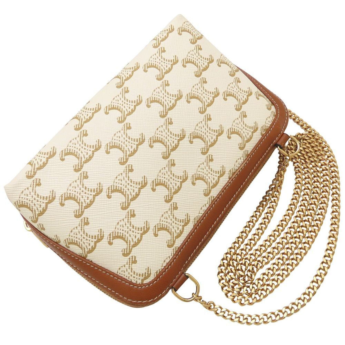 Celine White Coated Canvas Leather Shoulder Bag (Pre-Owned)