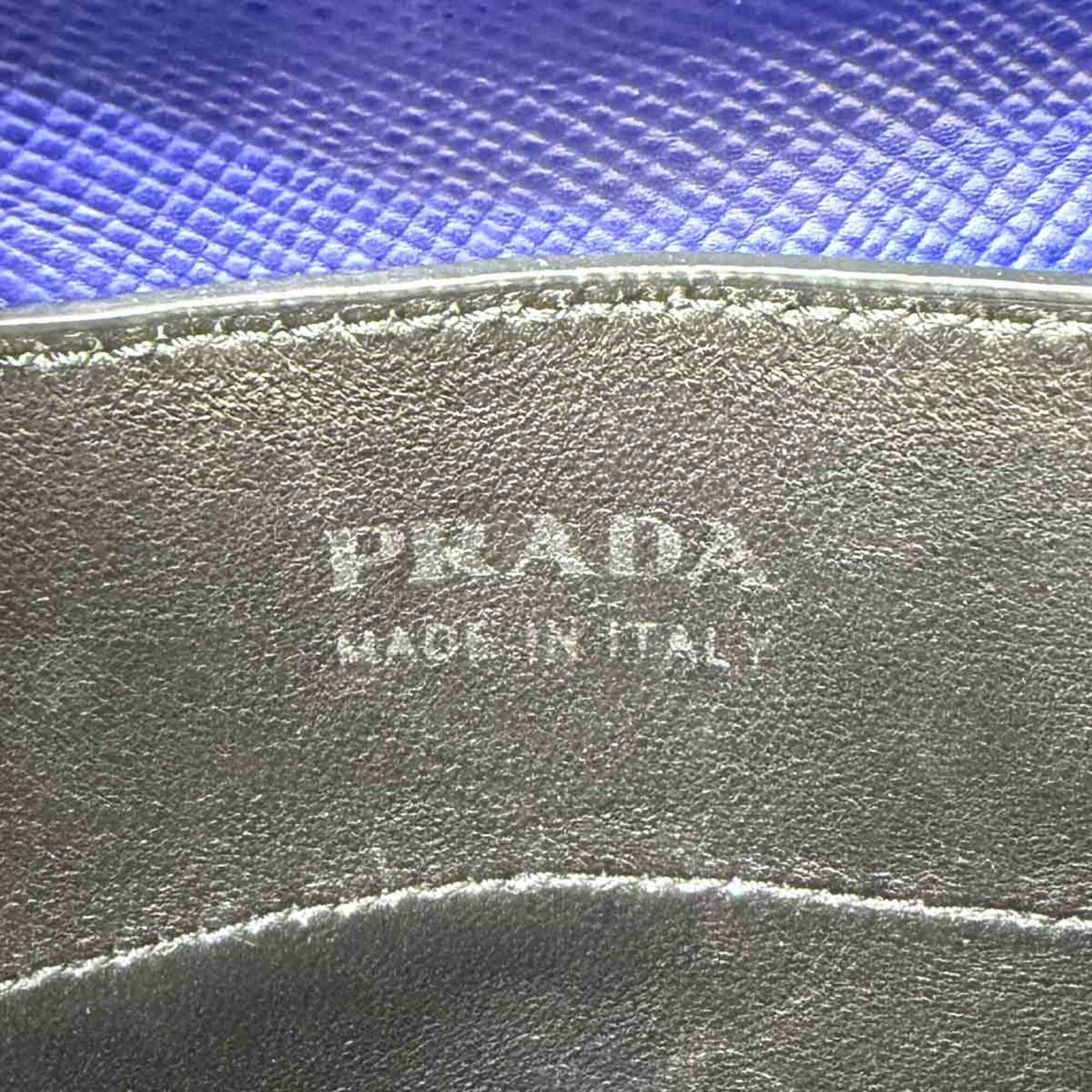 Prada Blue Saffiano Triangle Handbag Tote Bag (Pre-Owned)