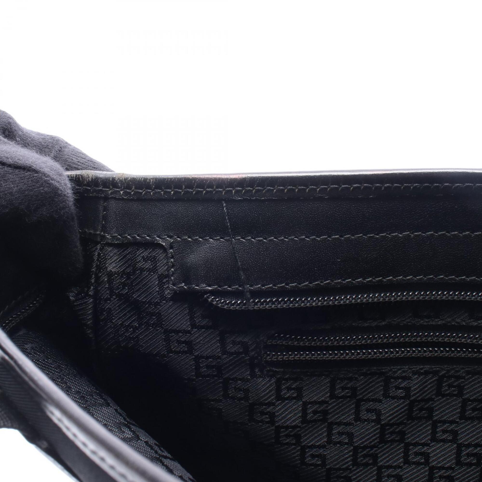 Gucci Black Canvas Leather Handbag Tote Bag (Pre-Owned)