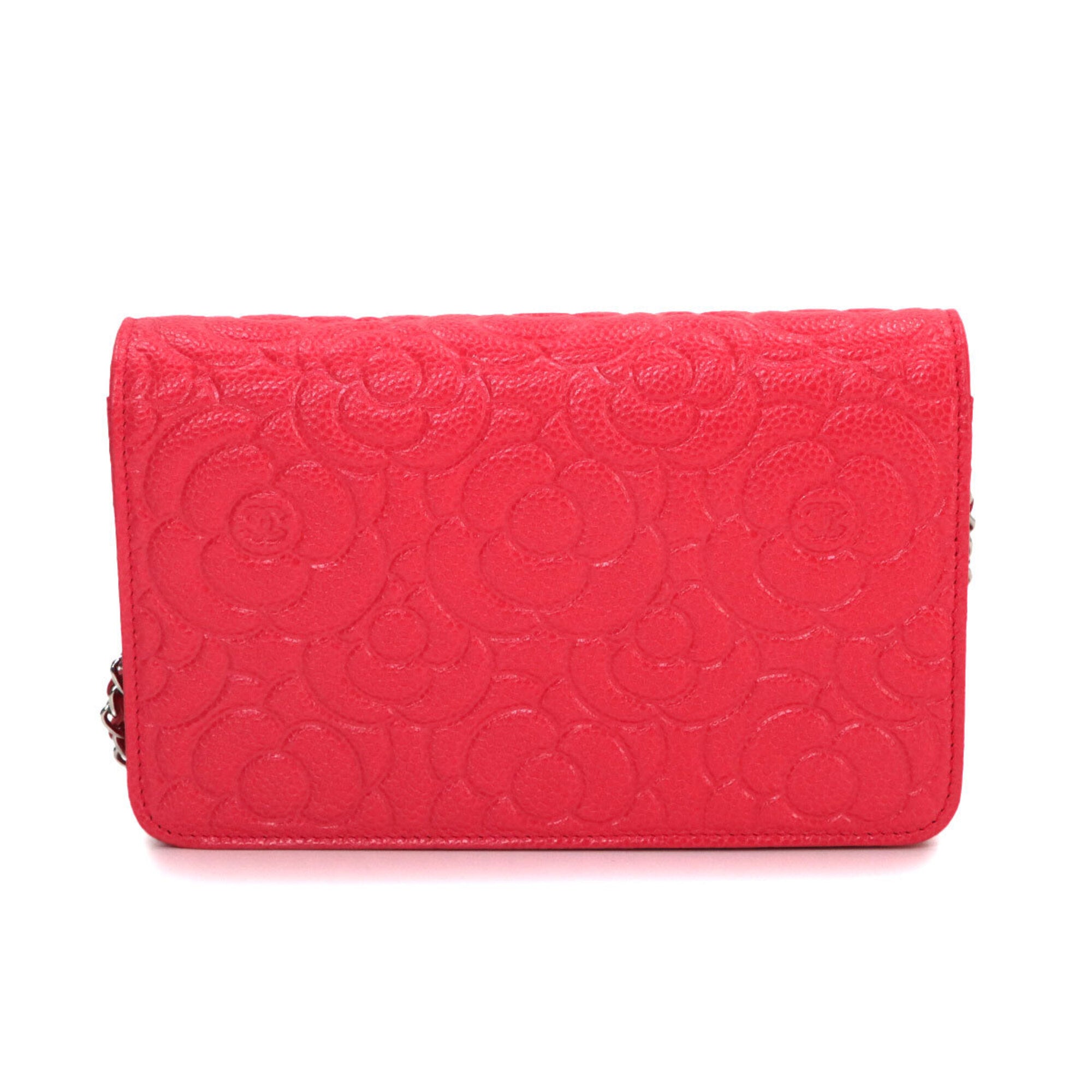 Chanel Pink Leather Chain/Shoulder Wallet (Pre-Owned)