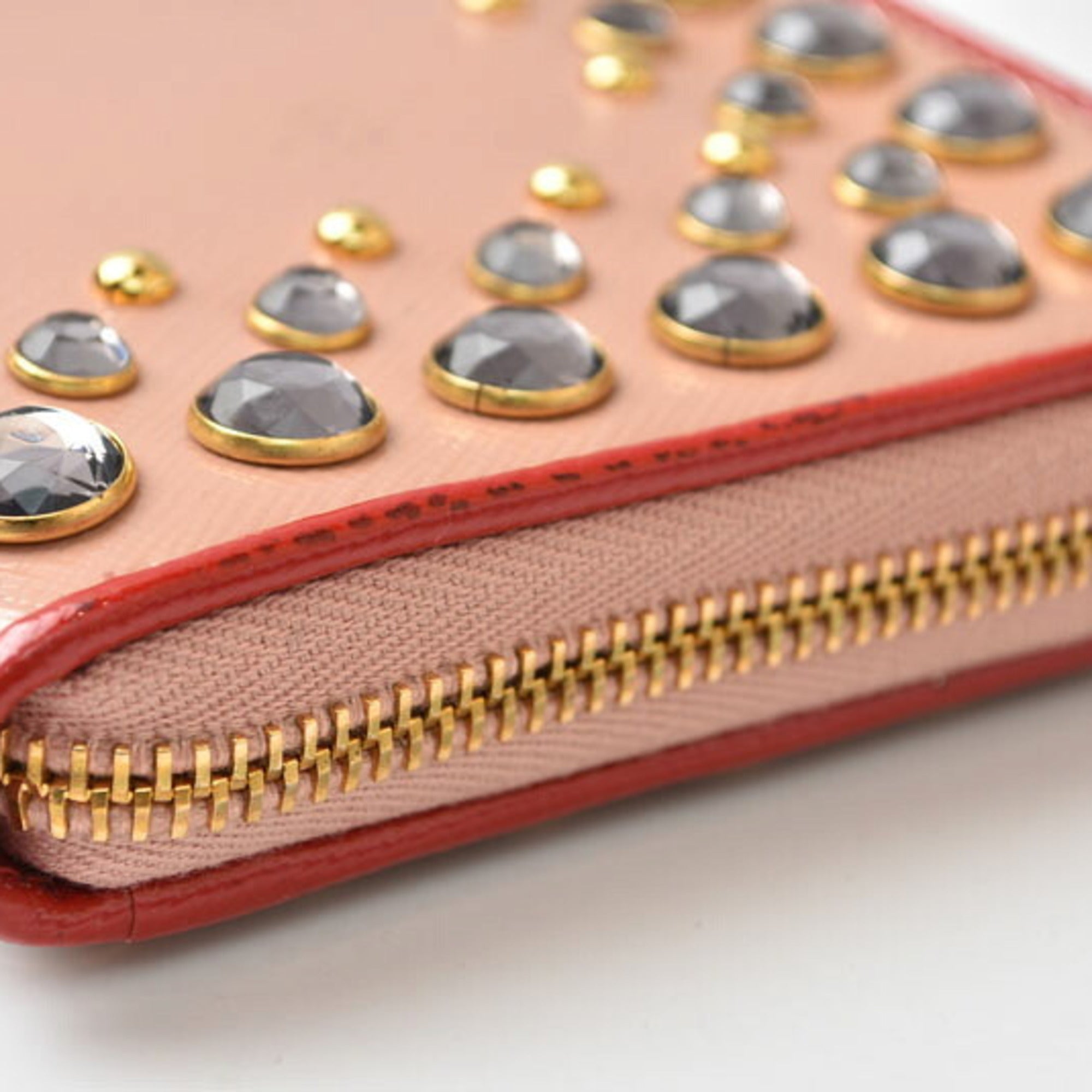 Prada Beige Rose Pink Beige Patent Leather Coin Purse/Coin Case (Pre-Owned)