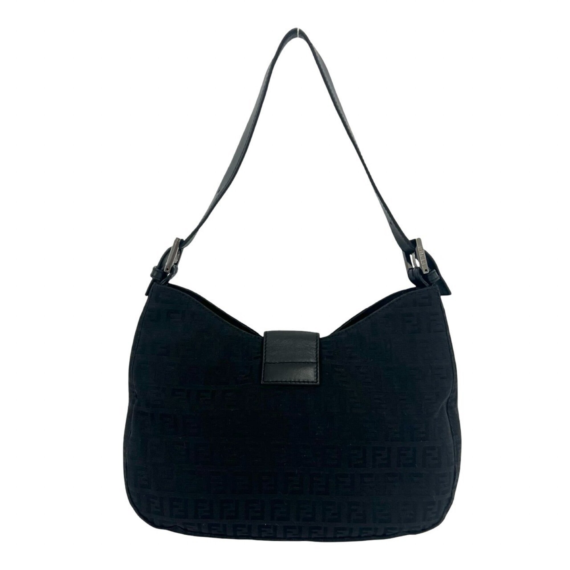 Fendi Black Canvas Leather Handbag Shoulder Bag (Pre-Owned)