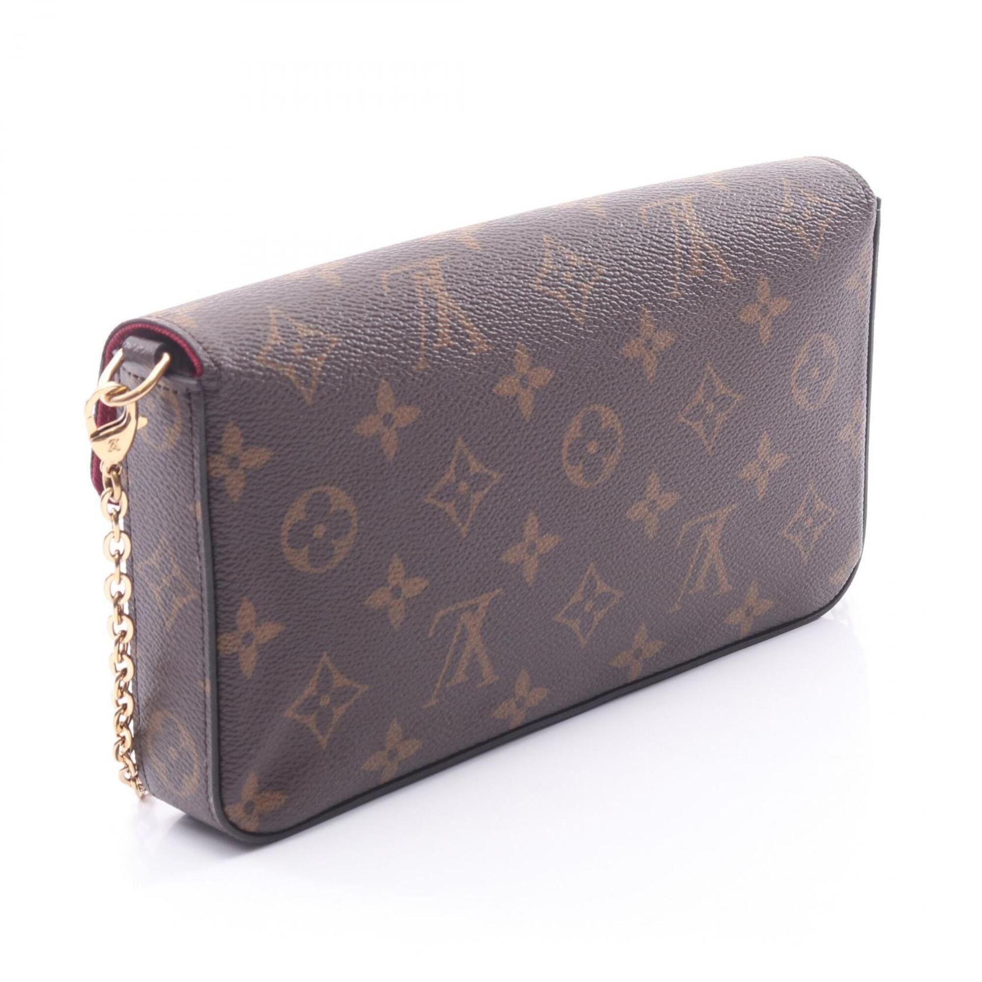 Louis Vuitton Brown Fuchsia Pvc Coated Canvas Leather Handbag Pochette Shoulder Bag (Pre-Owned)