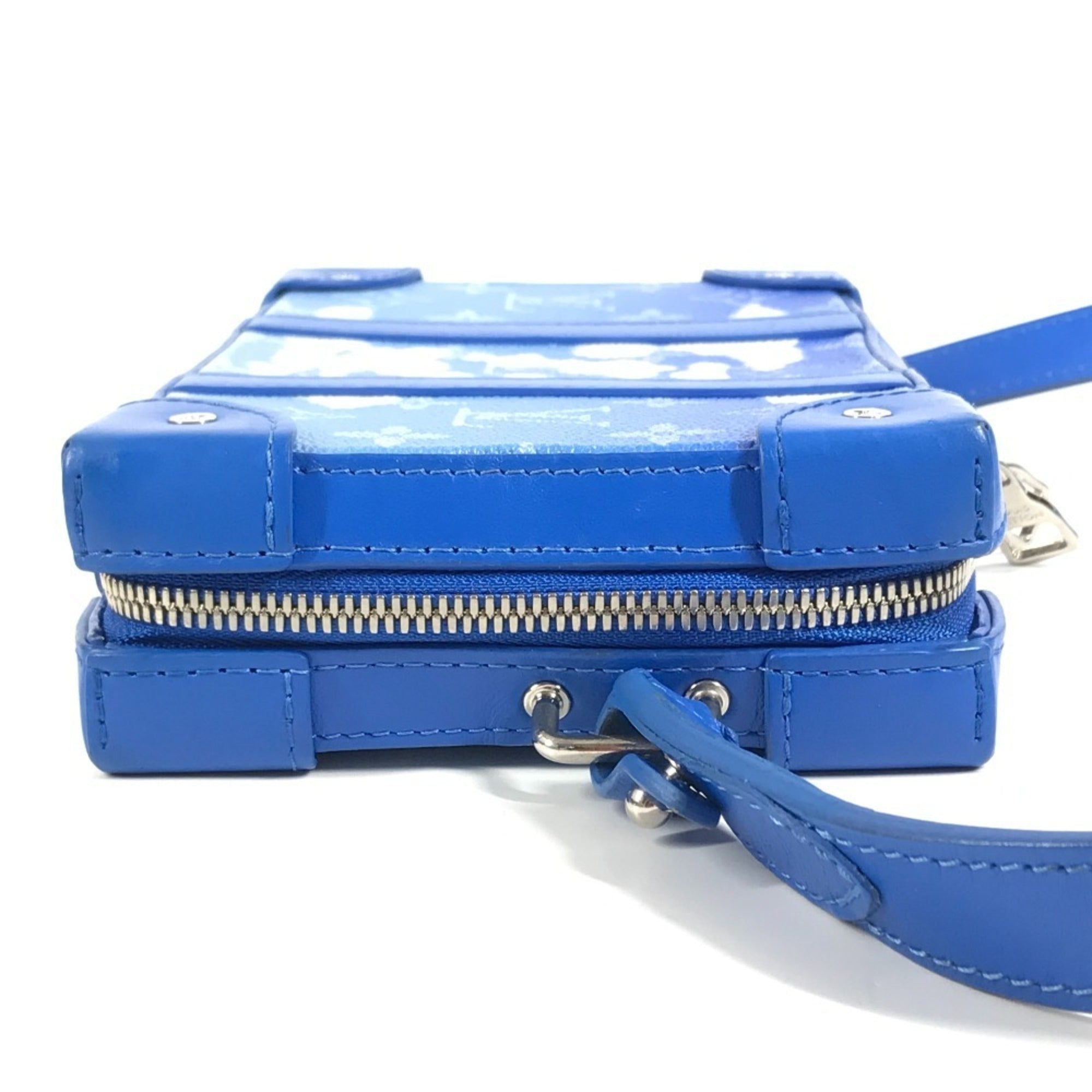 Louis Vuitton Blue White Leather Clutch Bag Pochette Shoulder Bag (Pre-Owned)