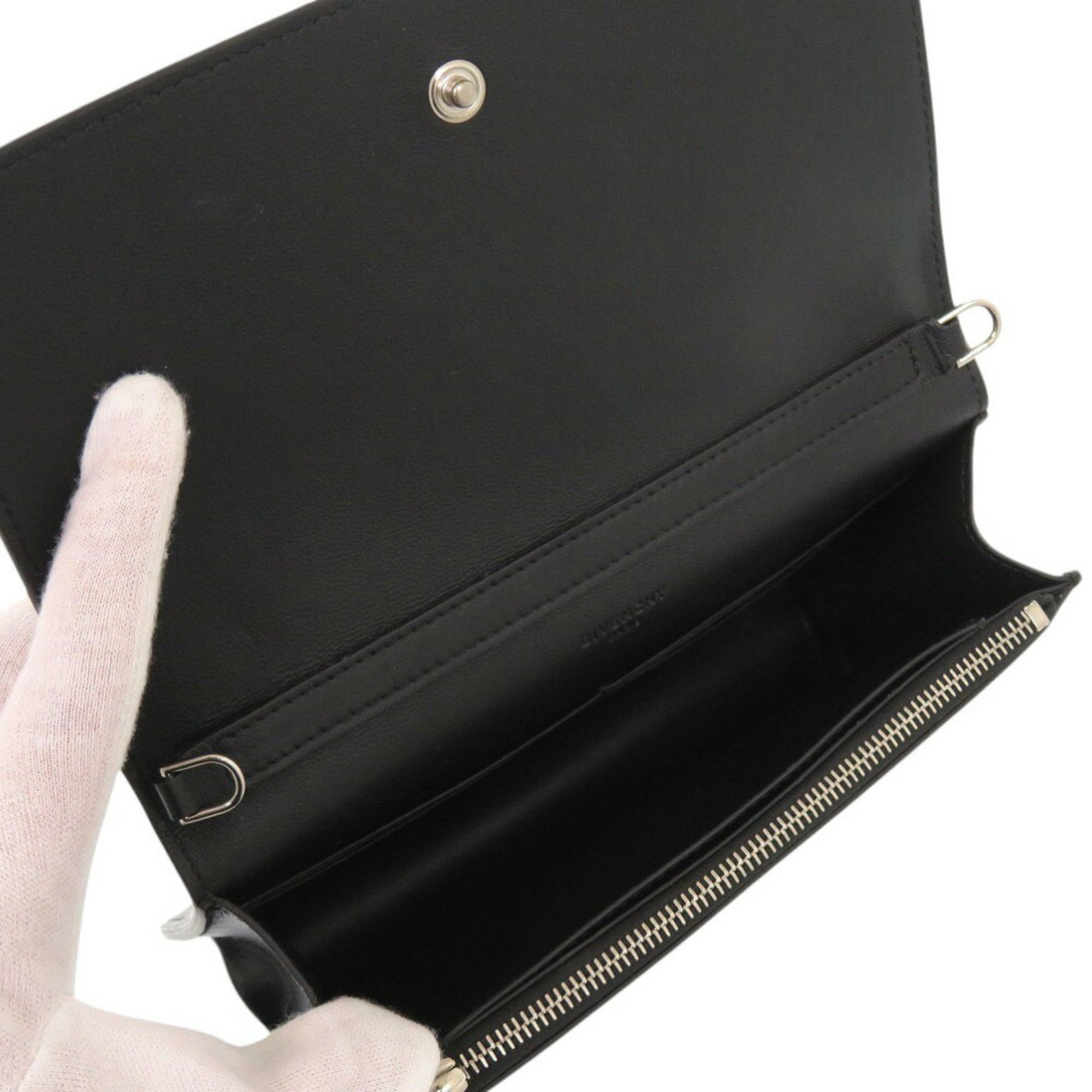 Givenchy Black Leather Chain/Shoulder Wallet (Pre-Owned)