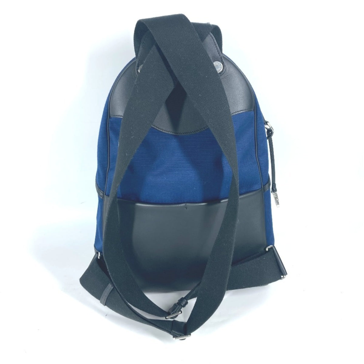 Hermes Black Blue Canvas Leather Backpack (Pre-Owned)