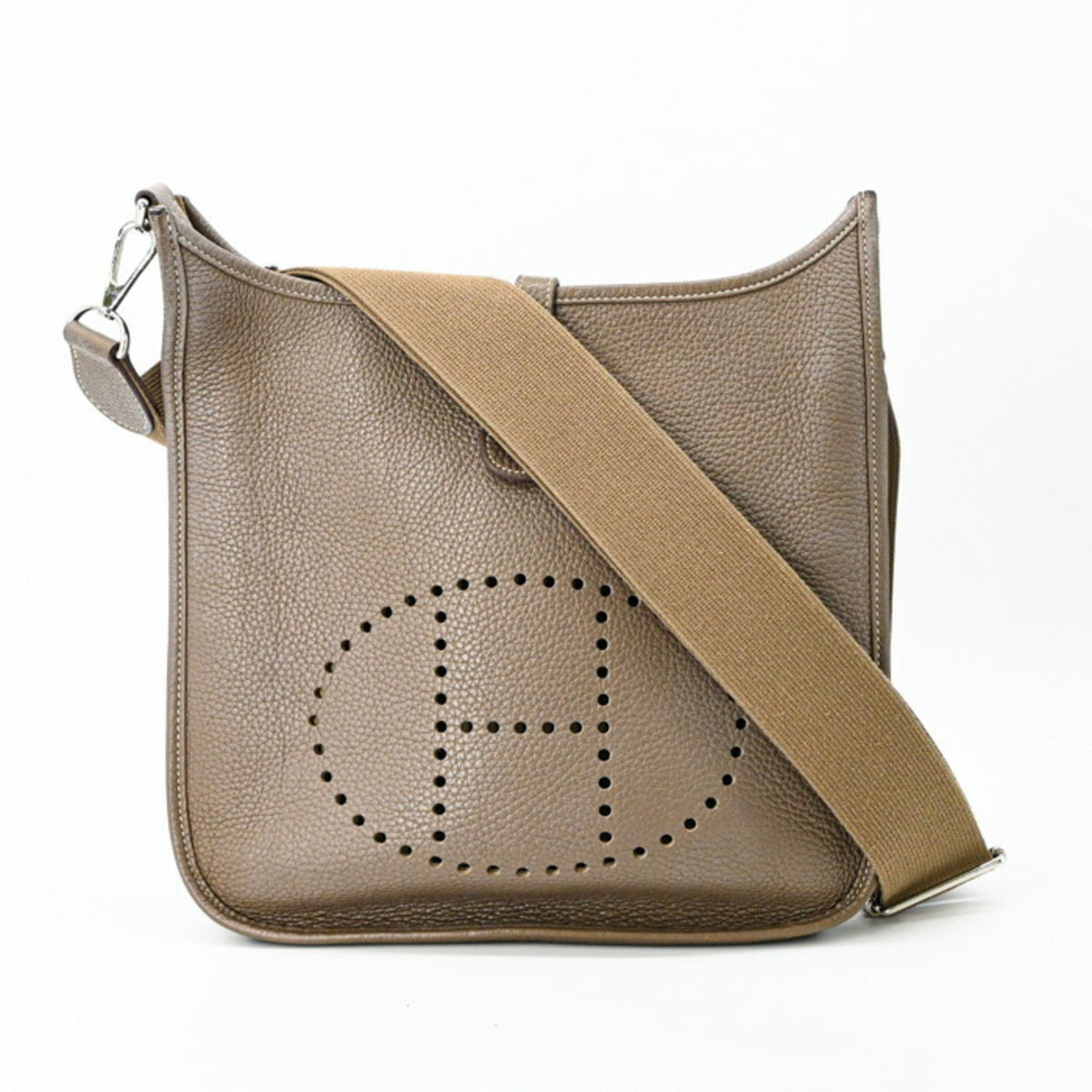 Hermes Etoupe Gray Taurillon Clemence Leather Shoulder Bag (Pre-Owned)