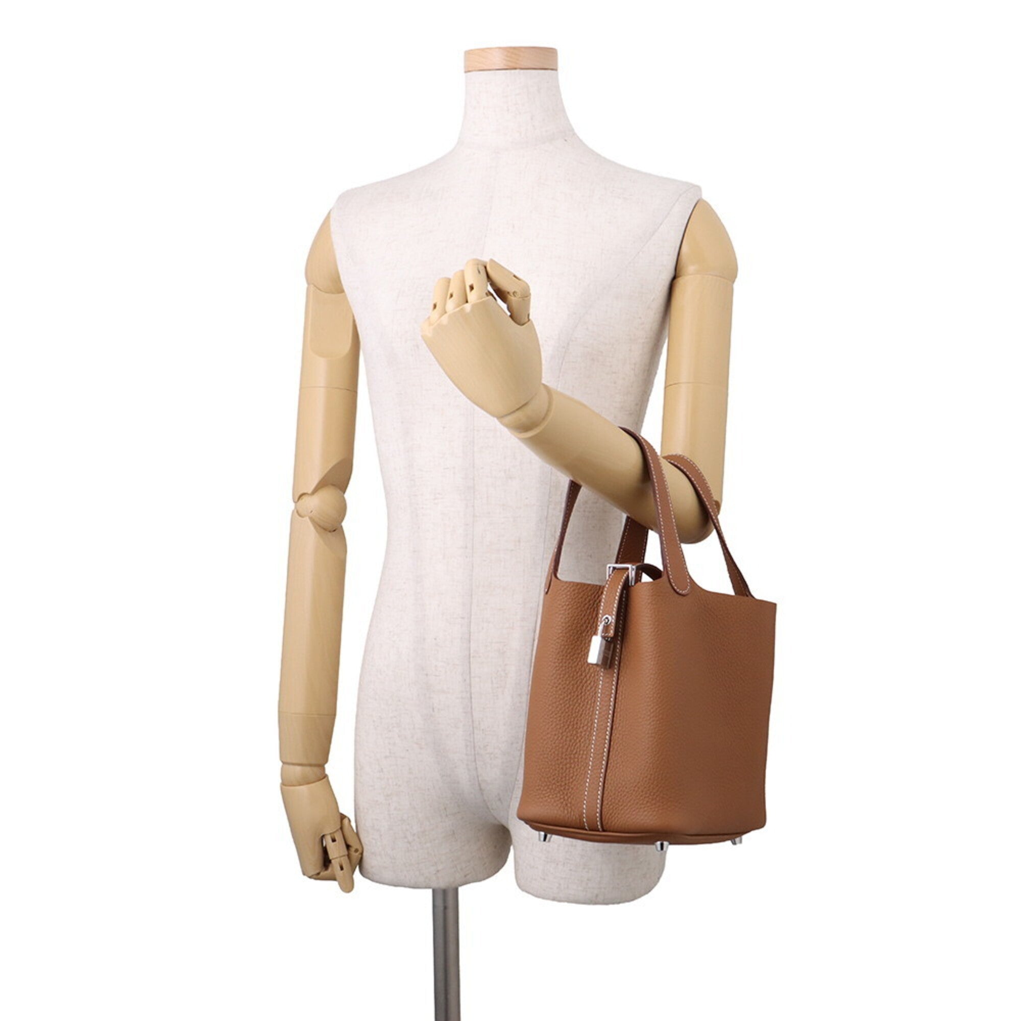 Hermes Picotin Gold Taurillon Clemence Leather Handbag (Pre-Owned)