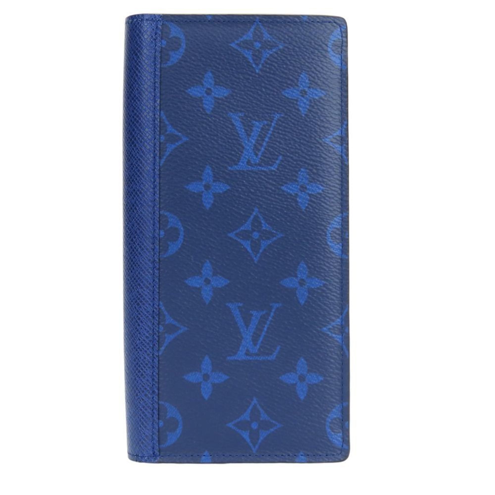 Louis Vuitton Blue Cobalt Taiga Leather Monogram Long Wallet (Bi-Fold) (Pre-Owned)