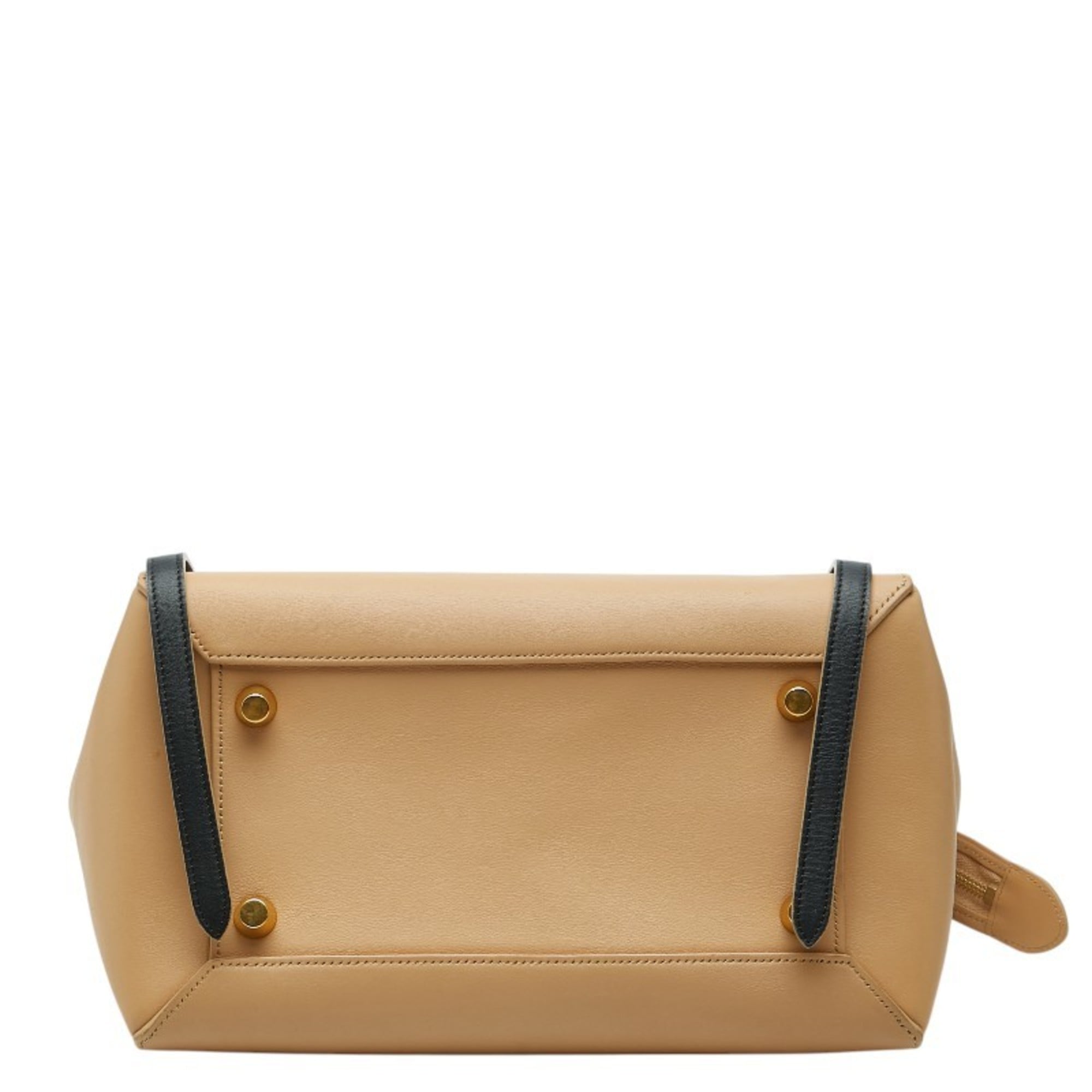 Celine Beige Black Leather Handbag Shoulder Bag (Pre-Owned)