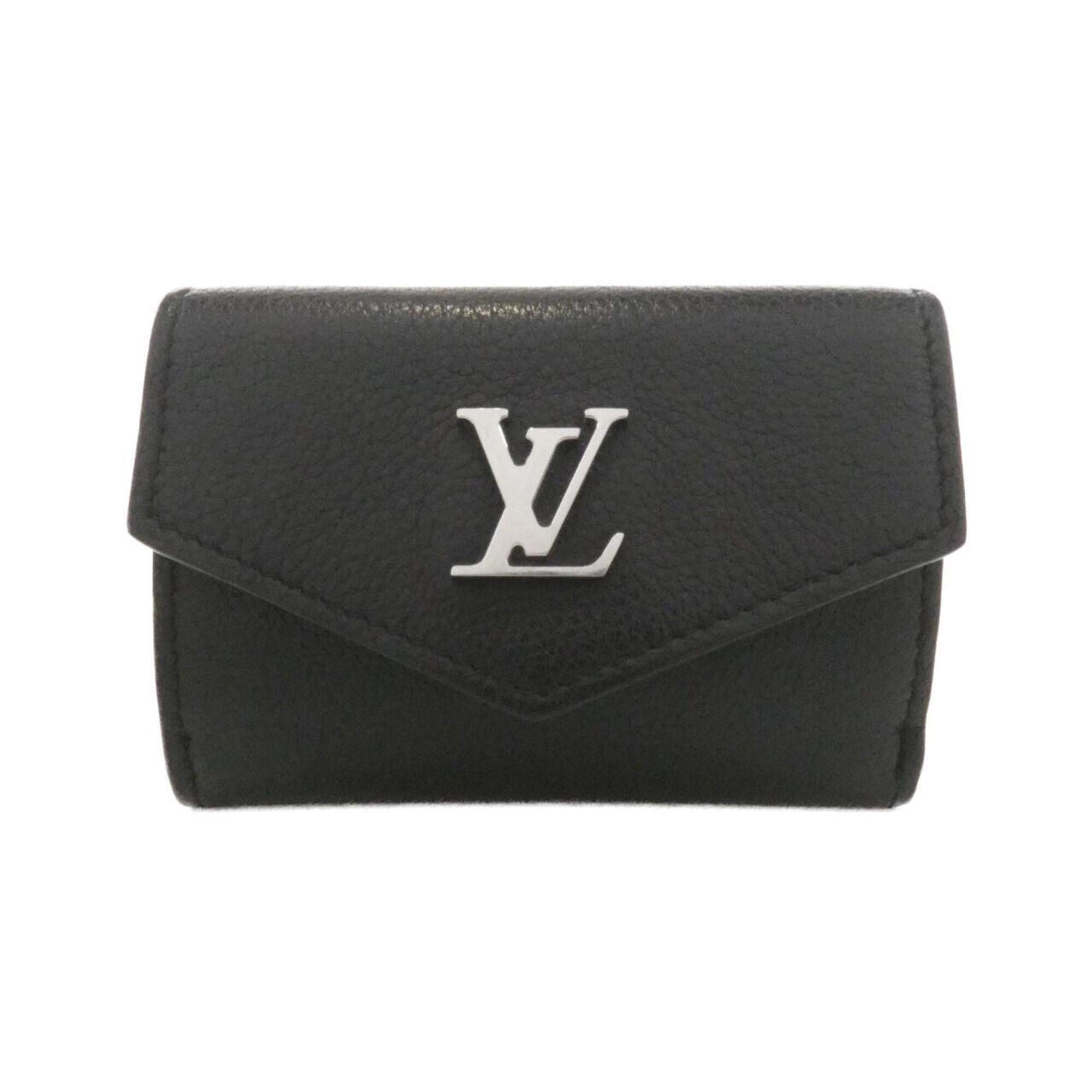Louis Vuitton Black Leather Wallet (Tri-Fold) (Pre-Owned)