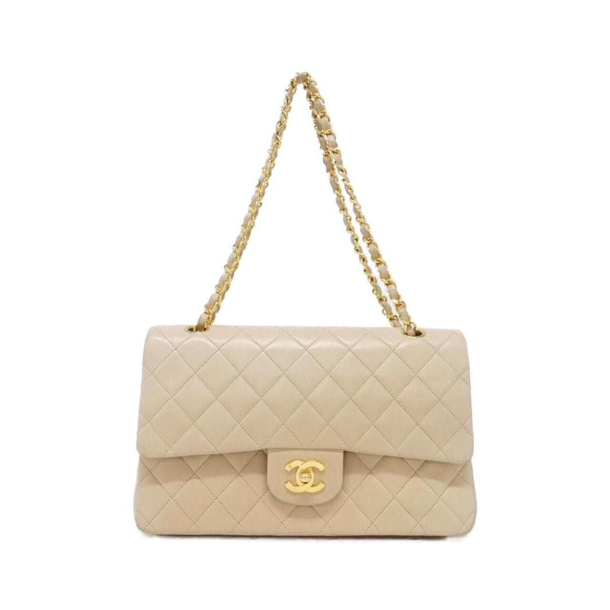 Chanel Light Beige Leather Shoulder Bag (Pre-Owned)