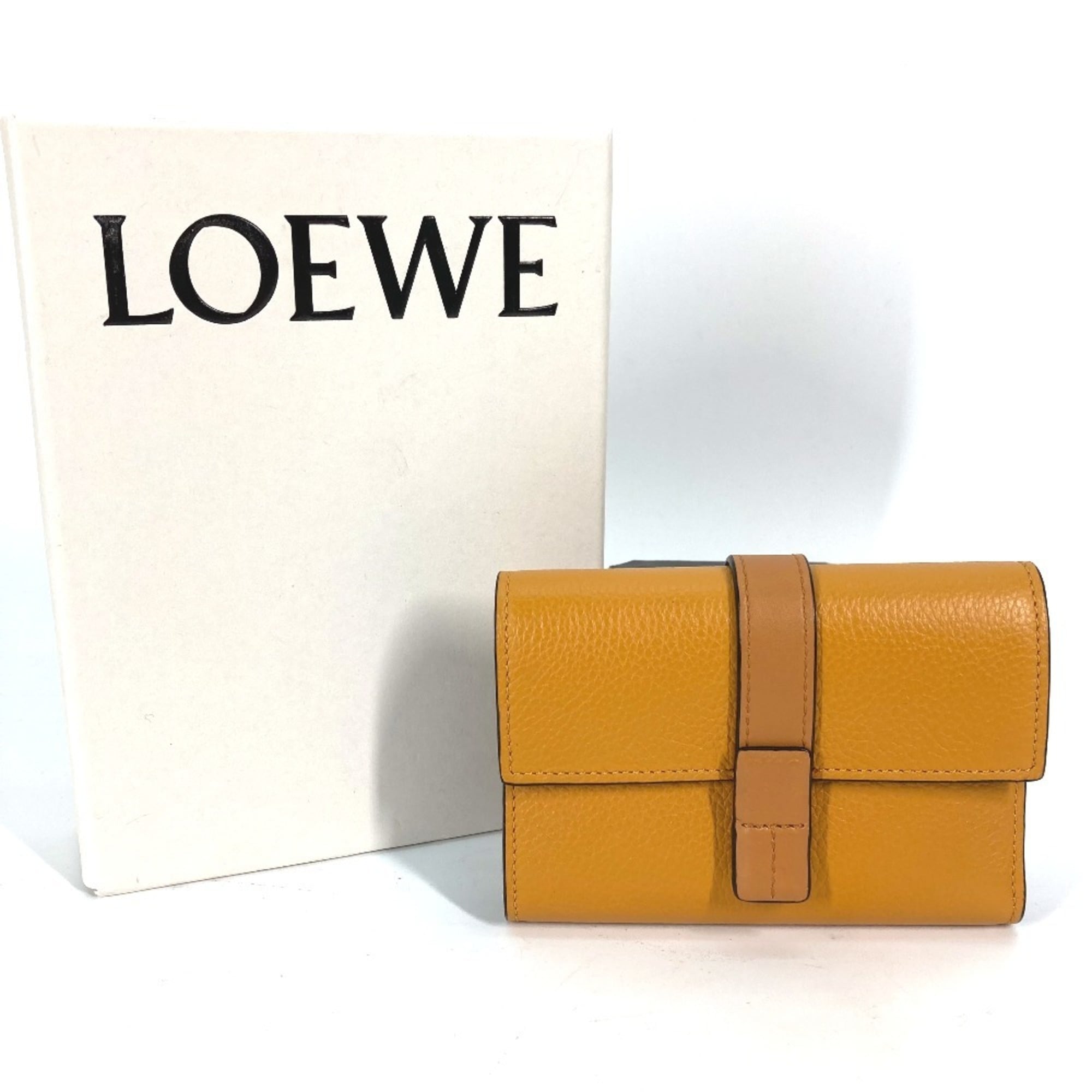 Loewe Brown Yellow Leather Wallet (Tri-Fold) (Pre-Owned)