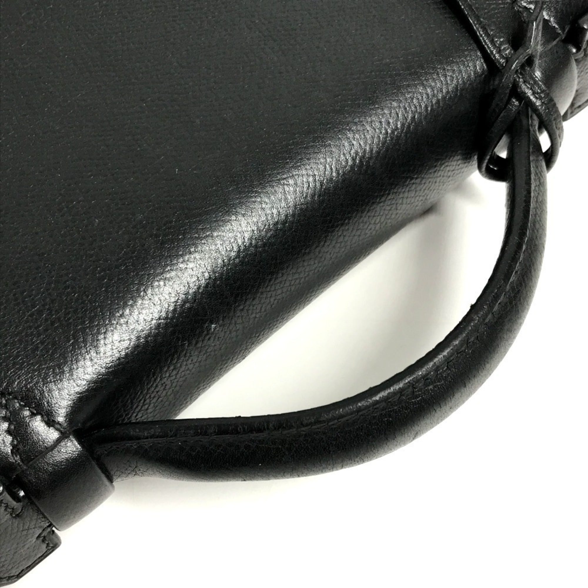 Hermes Black Leather Handbag Tote Bag (Pre-Owned)