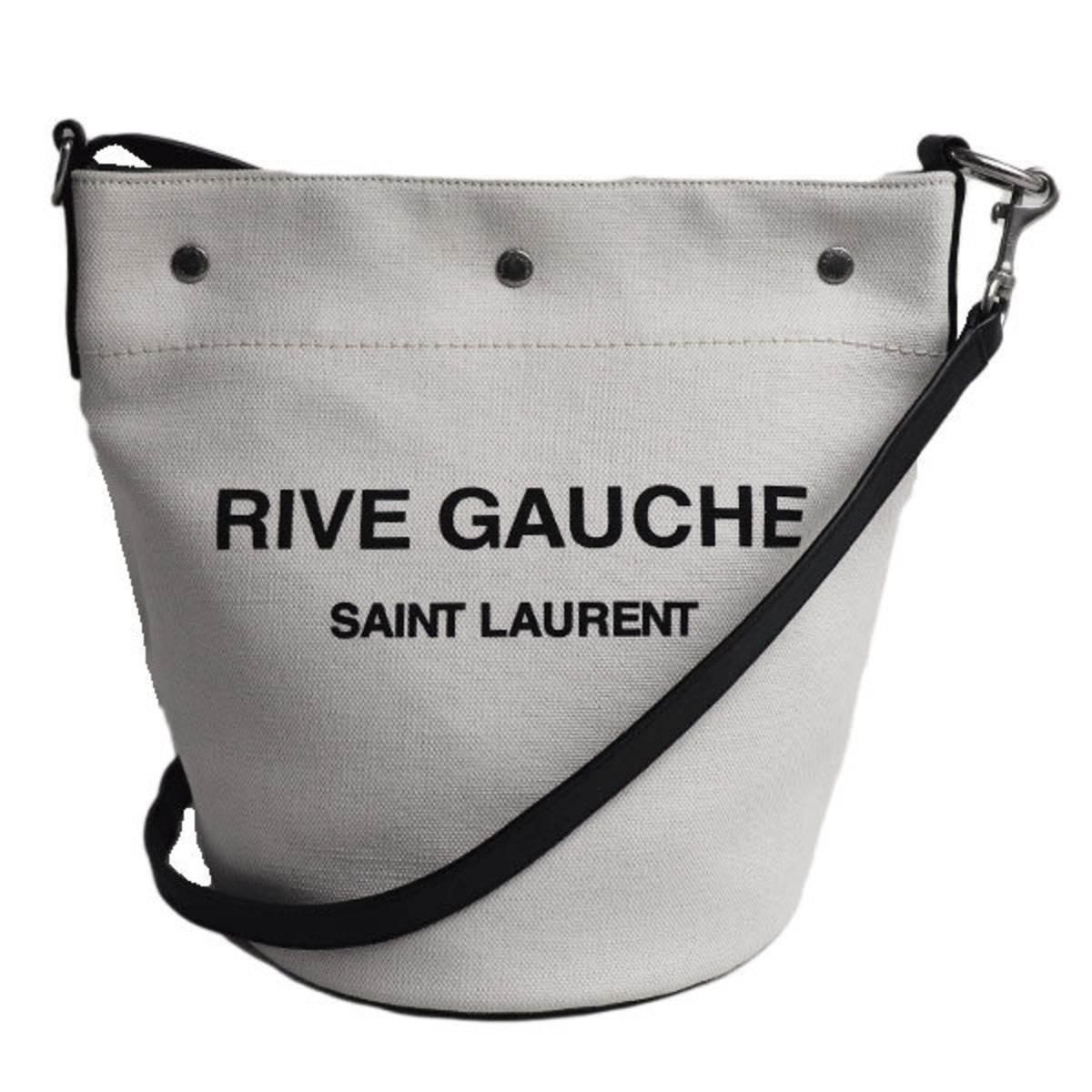 Yves Saint Laurent Black White Canvas Pouch Shoulder Bag (Pre-Owned)