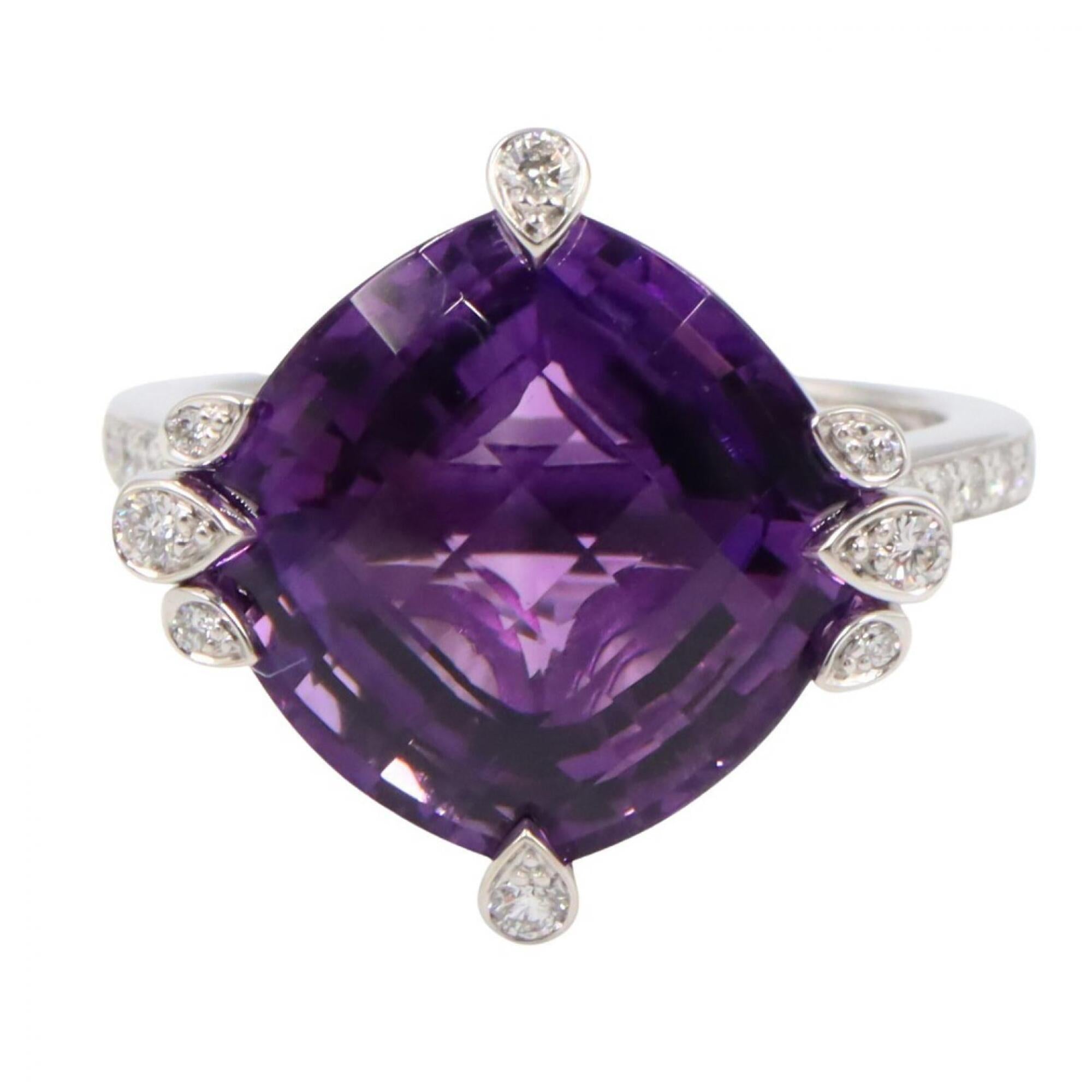 Cartier Silver Clear Purple White Gold (18K) Band Ring (Pre-Owned)