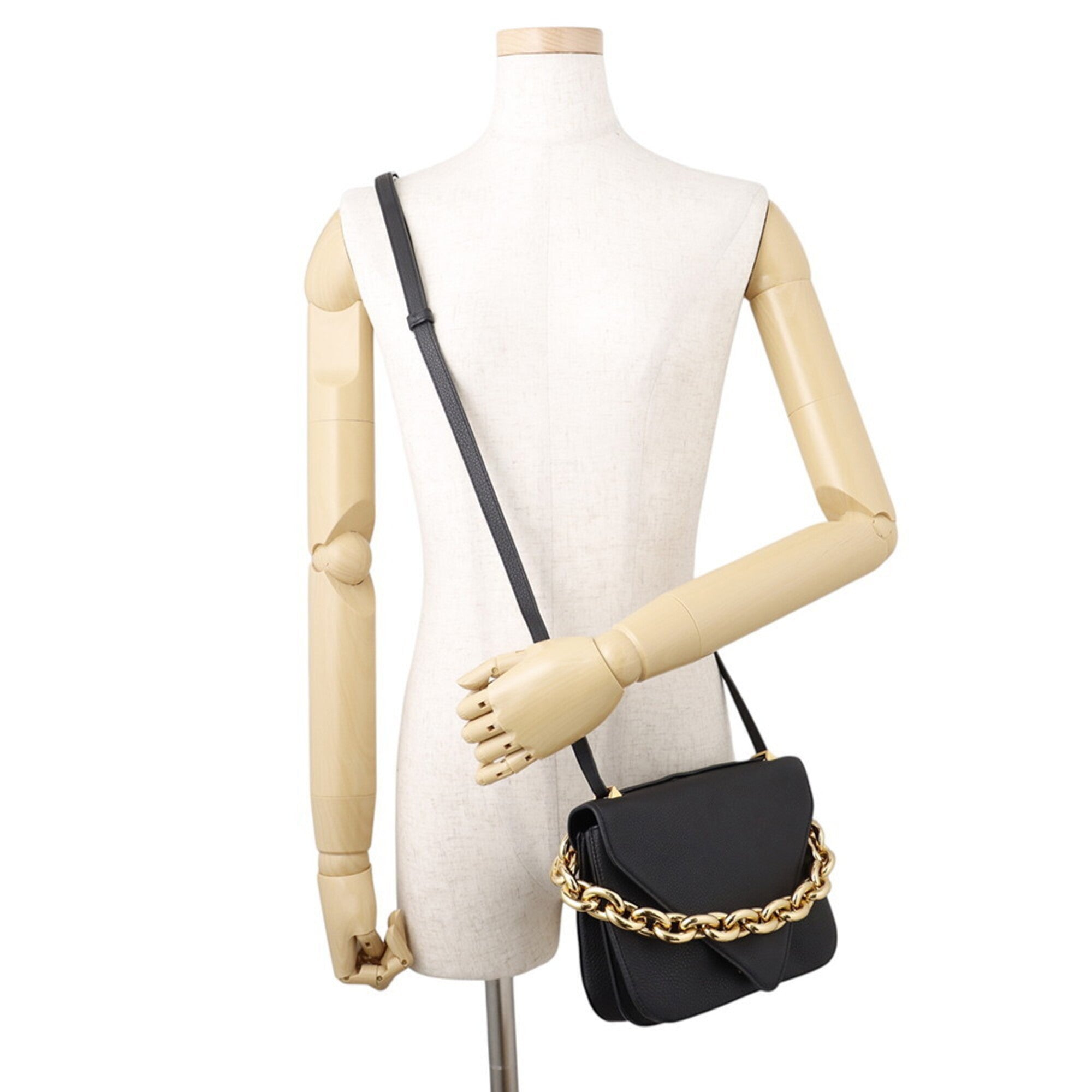 Bottega Veneta Black Leather Handbag Shoulder Bag (Pre-Owned)