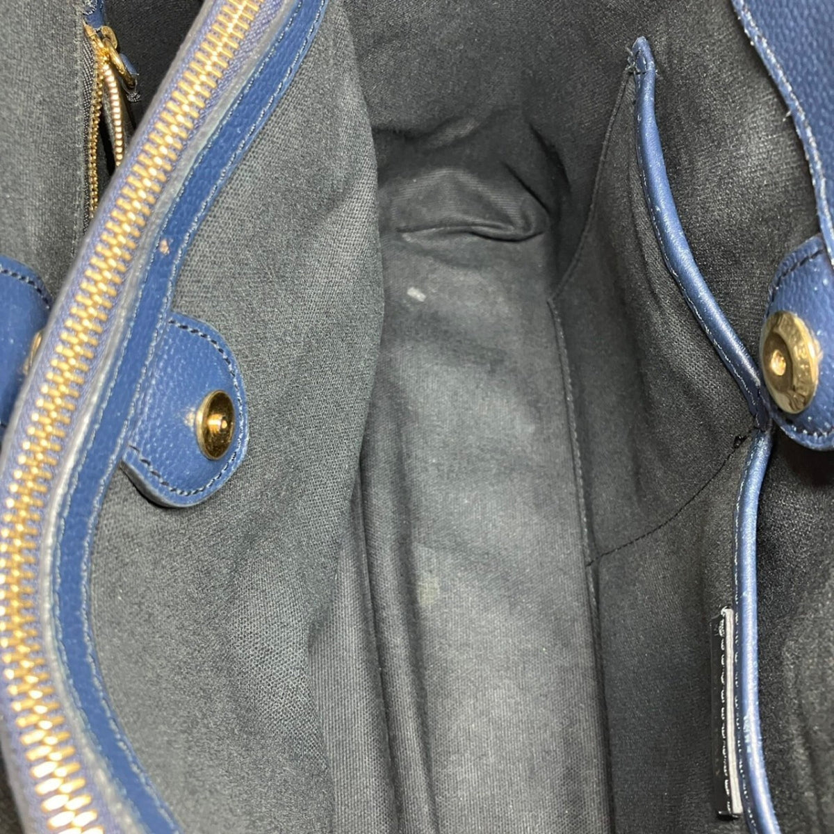 Burberry Navy Leather Canvas Handbag (Pre-Owned)
