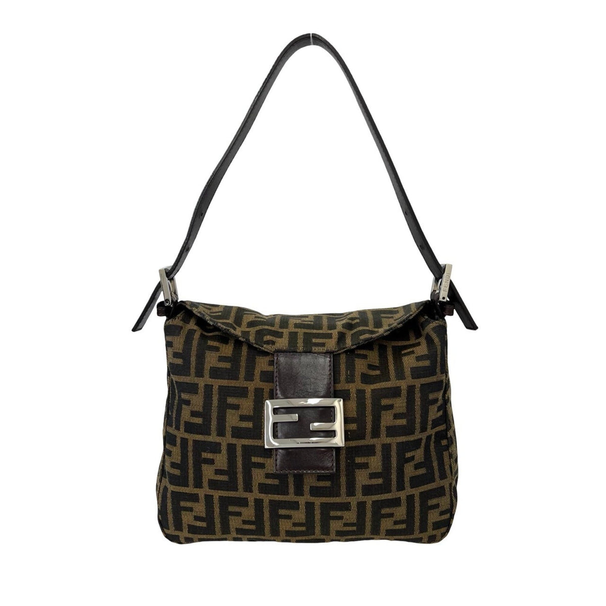 Fendi Brown Canvas Leather Handbag Shoulder Bag (Pre-Owned)