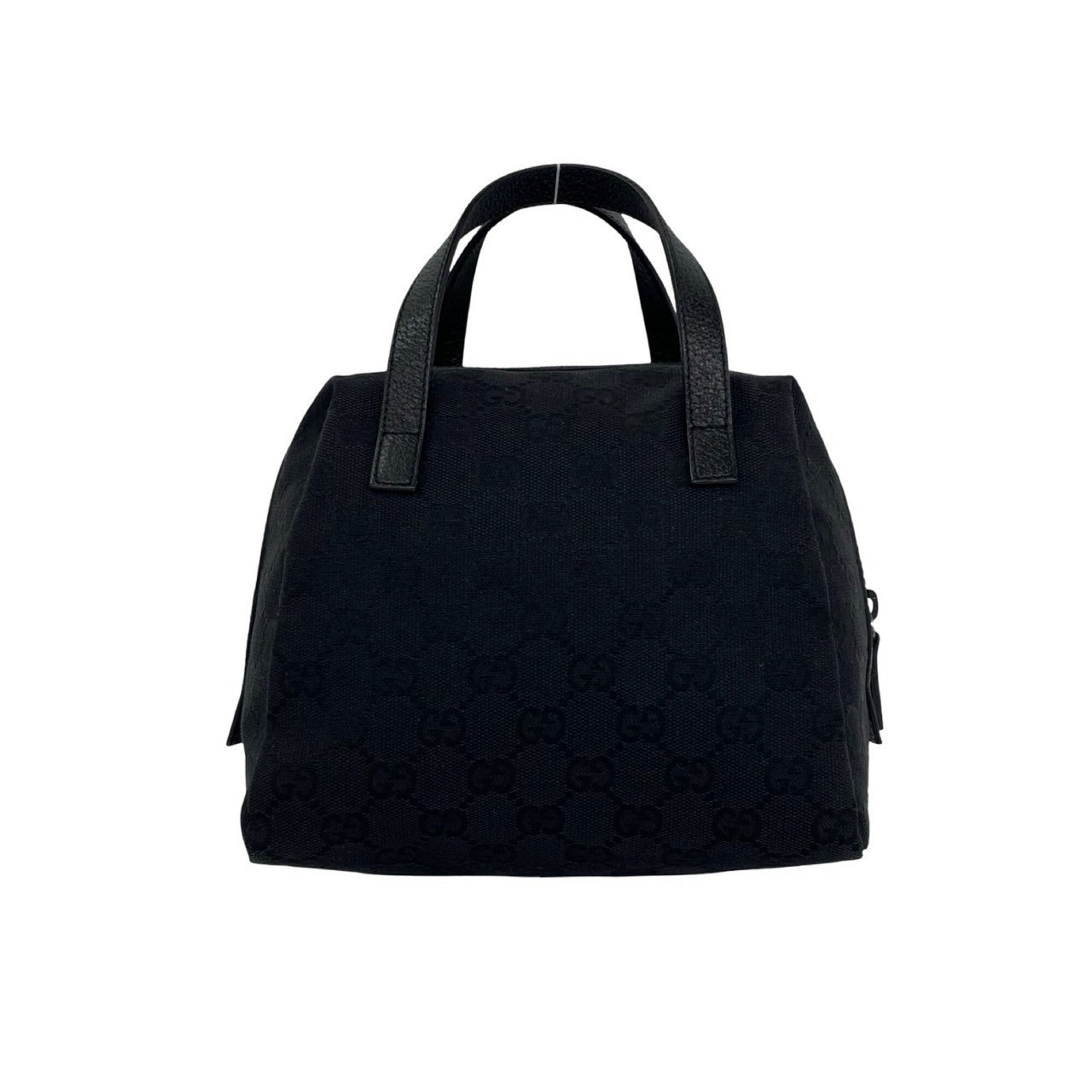 Gucci Black Canvas Leather Boston Bag Handbag Tote Bag (Pre-Owned)