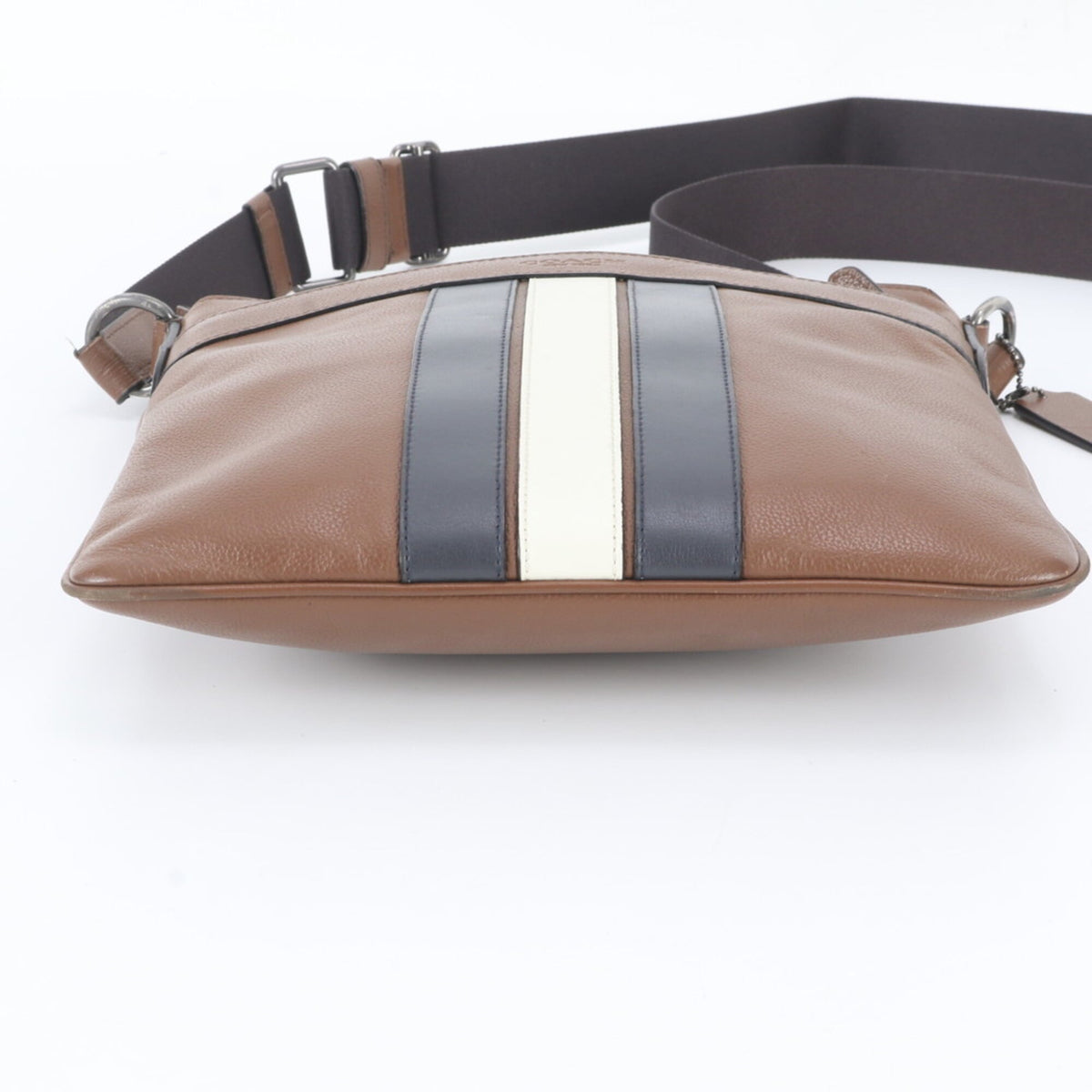 Coach Brown Navy Leather Messenger Bag Shoulder Bag (Pre-Owned)