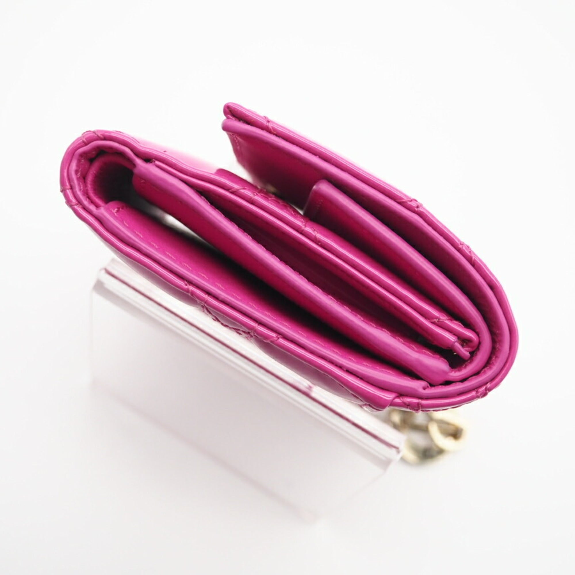 Christian Dior Pink Patent Leather Wallet (Tri-Fold) (Pre-Owned)