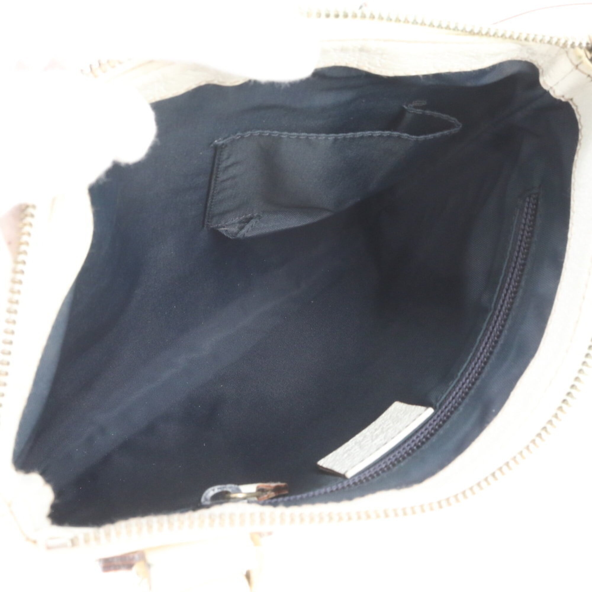 Gucci White Leather Coated Canvas Shoulder Bag (Pre-Owned)