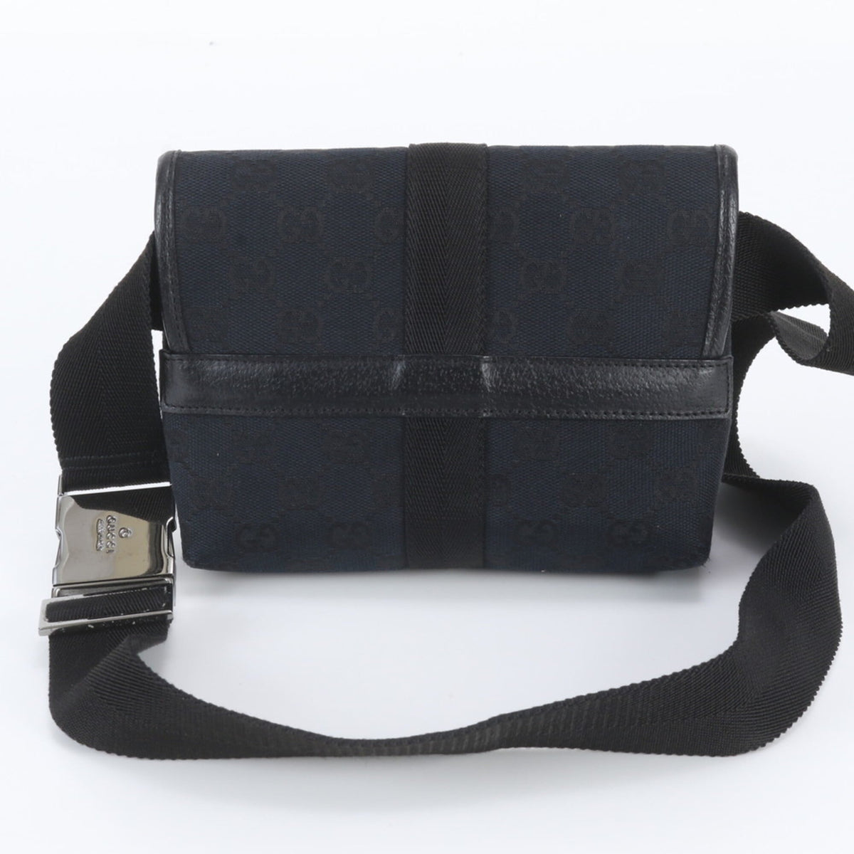 Gucci Black Leather Canvas Pouch Shoulder Bag Sling Bag (Pre-Owned)