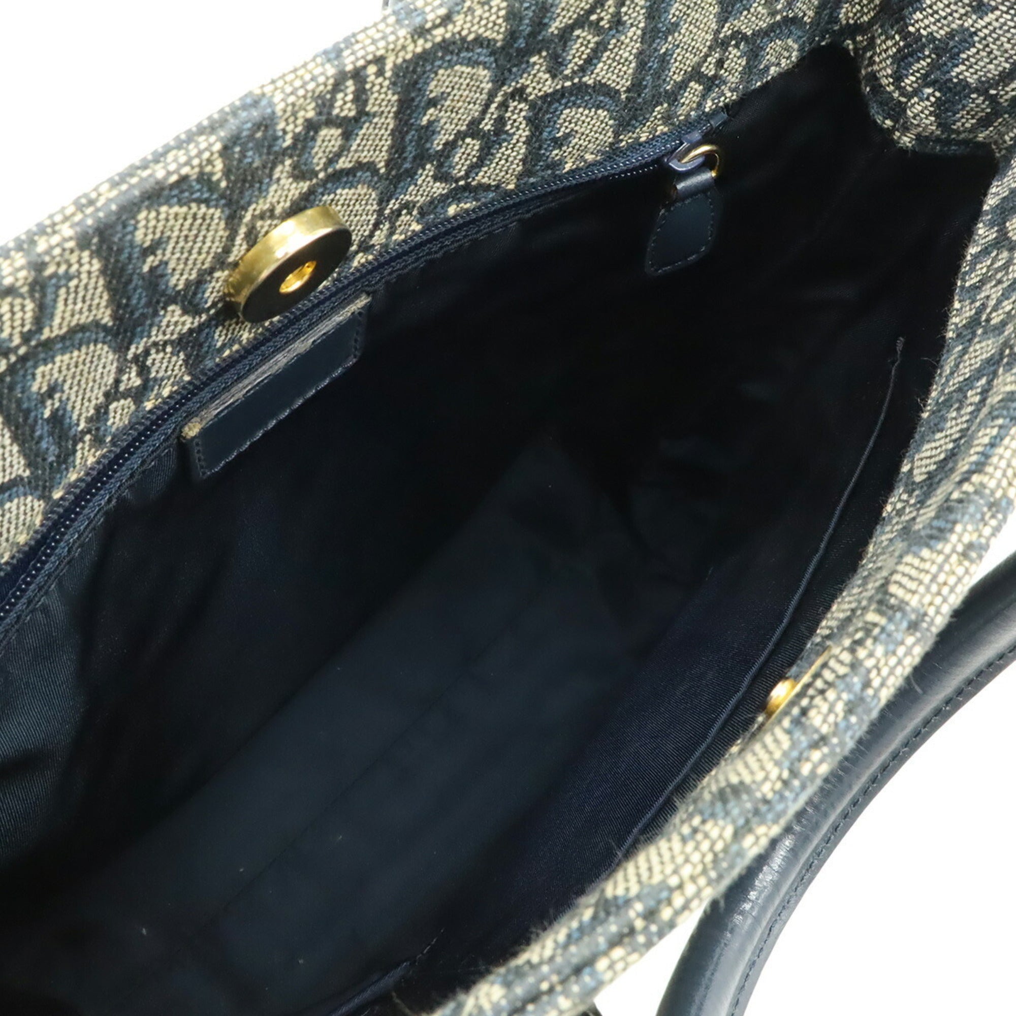 Christian Dior Navy Leather Handbag Tote Bag (Pre-Owned)