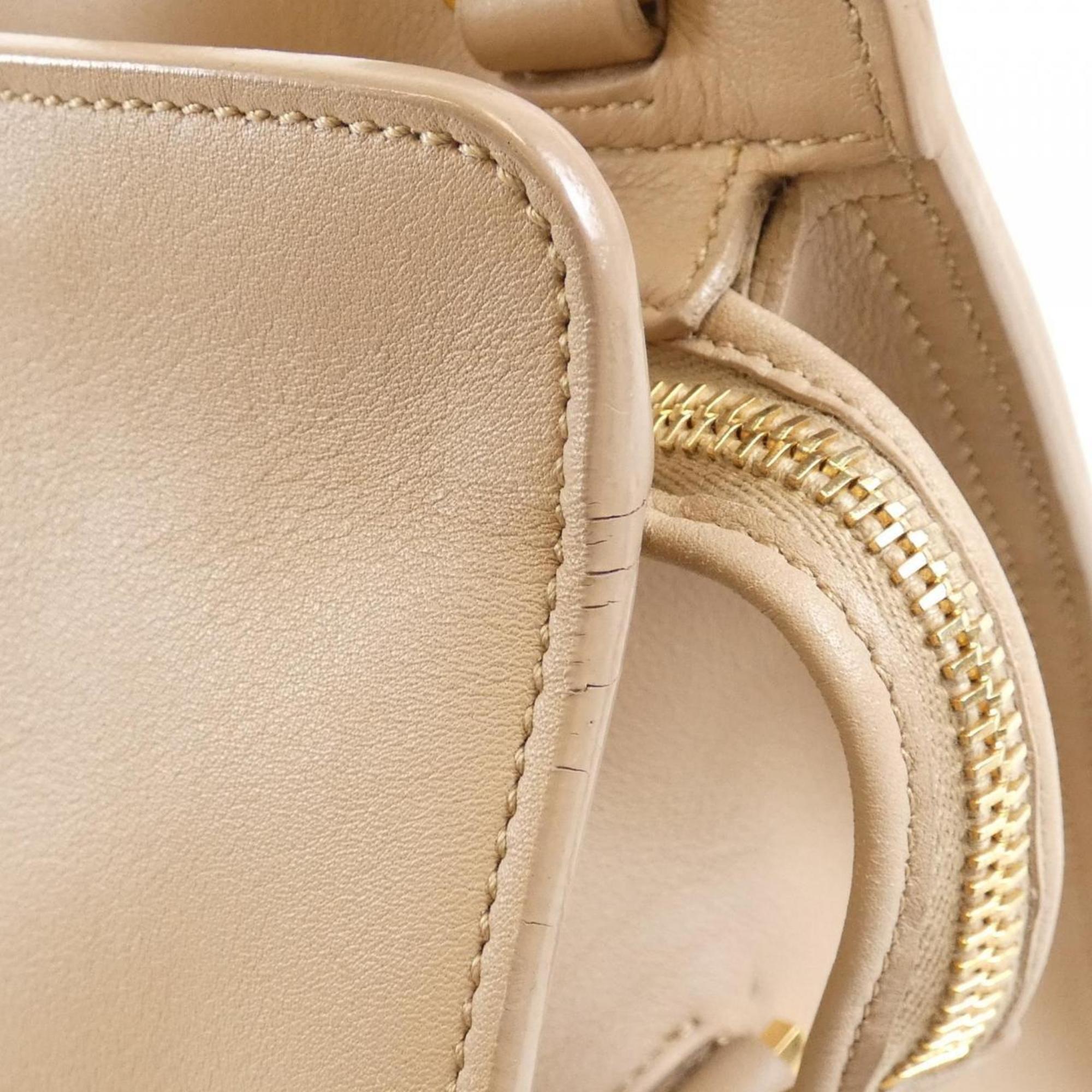 Saint Laurent Dark Beige Leather Handbag (Pre-Owned)